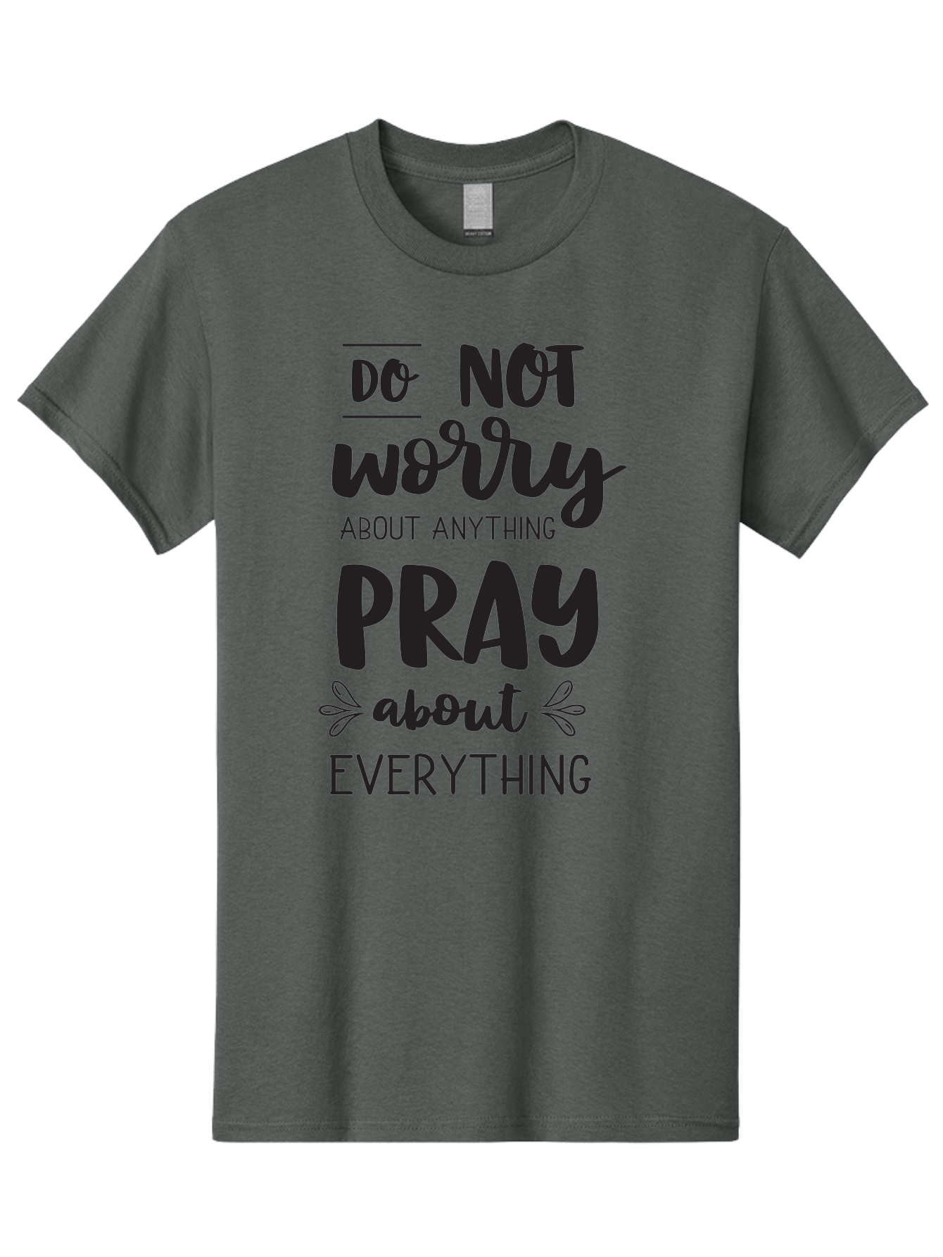 Do-Not-Worry-About-Anything-Pray-About-Everything Men'S Graphic Tee, 100% Cotton, Comfortable Casual Summer Wear, Machine Washable, Inspirational Quote, Motivational Phrase, Do Not Worry, Pray About Everything, Faith-Based Message, Aac650 19