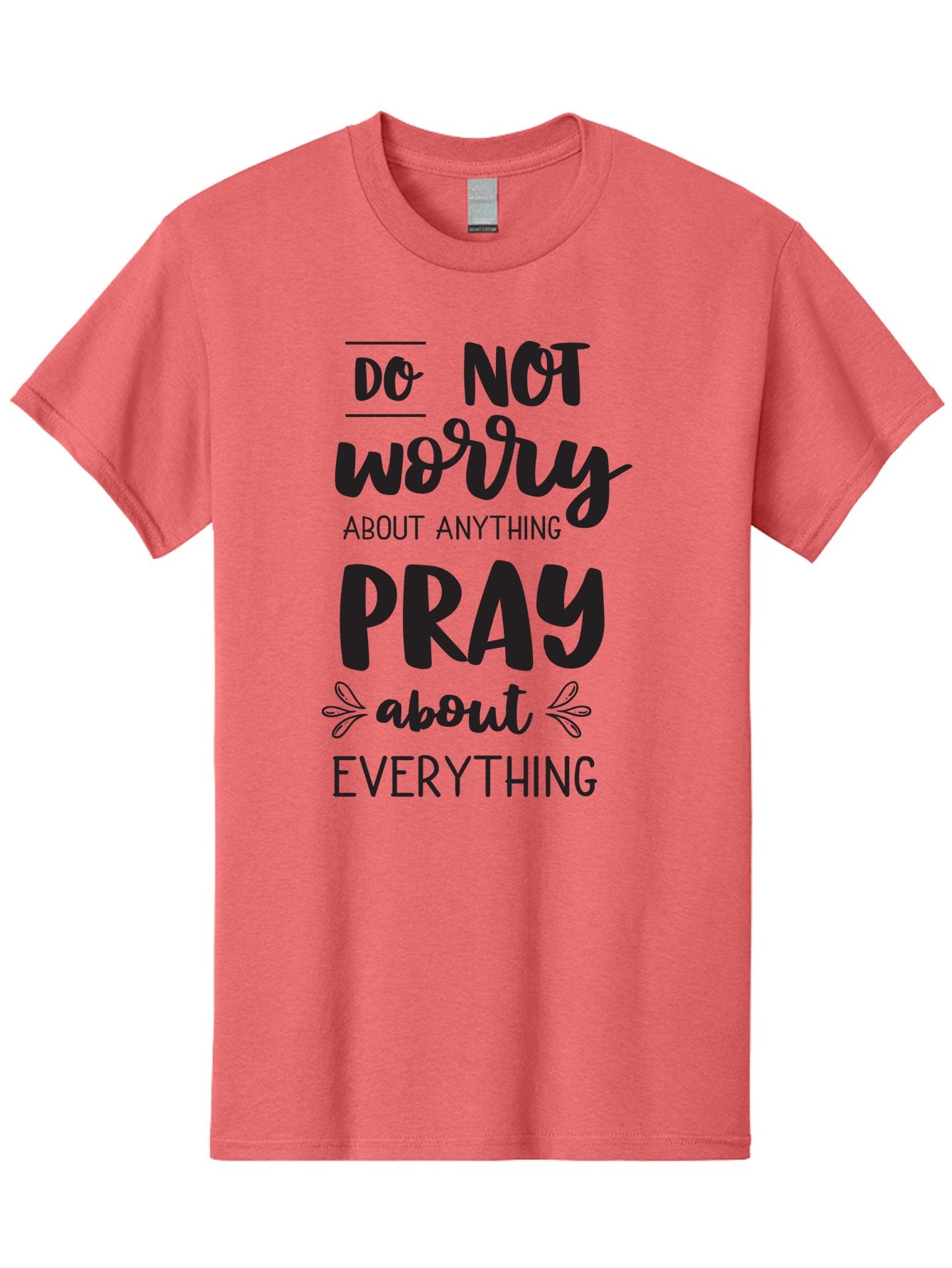 Do-Not-Worry-About-Anything-Pray-About-Everything Men'S Graphic Tee, 100% Cotton, Comfortable Casual Summer Wear, Machine Washable, Inspirational Quote, Motivational Phrase, Do Not Worry, Pray About Everything, Faith-Based Message, Aac650 3