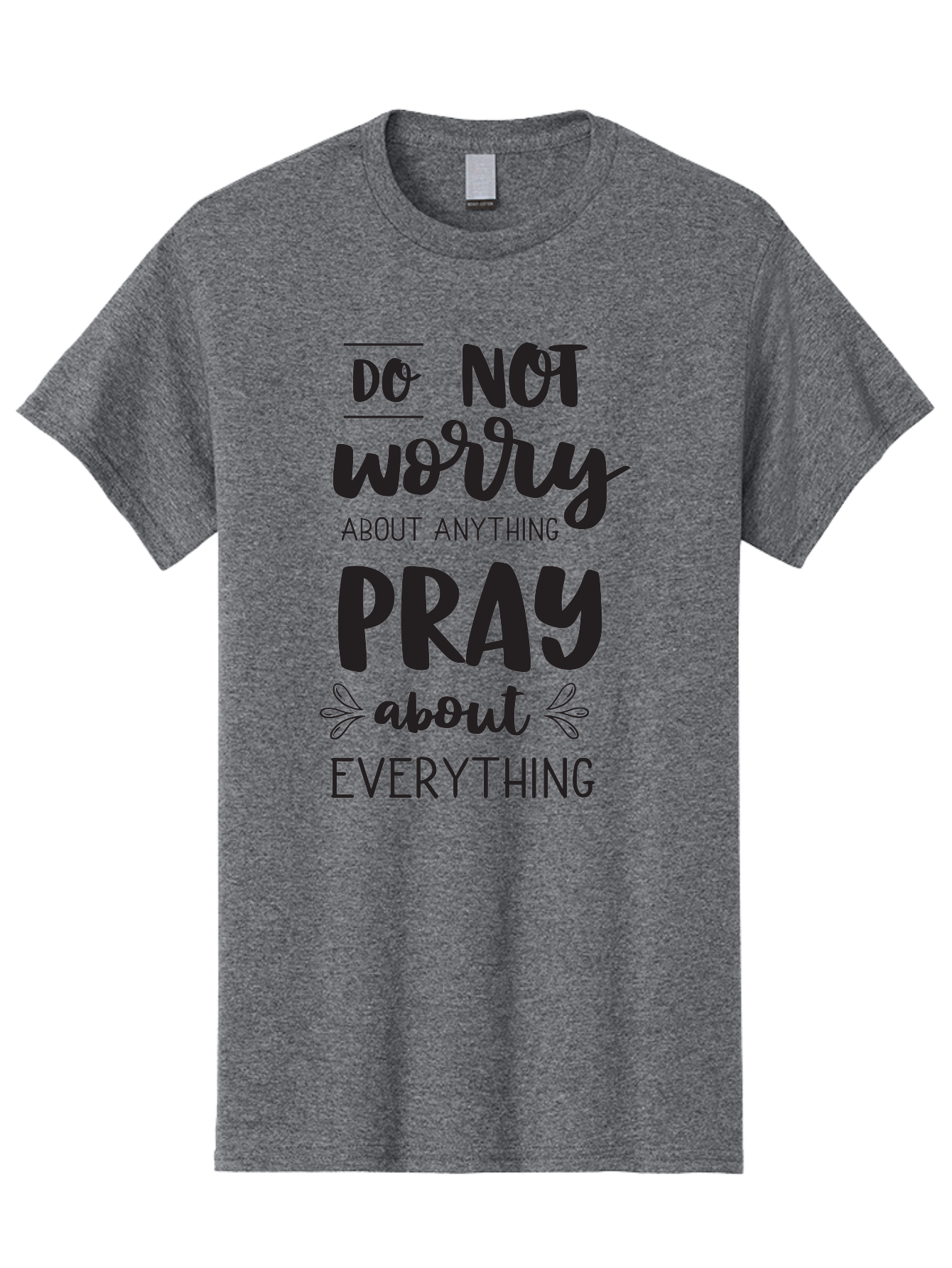 Do-Not-Worry-About-Anything-Pray-About-Everything Men'S Graphic Tee, 100% Cotton, Comfortable Casual Summer Wear, Machine Washable, Inspirational Quote, Motivational Phrase, Do Not Worry, Pray About Everything, Faith-Based Message, Aac650 5