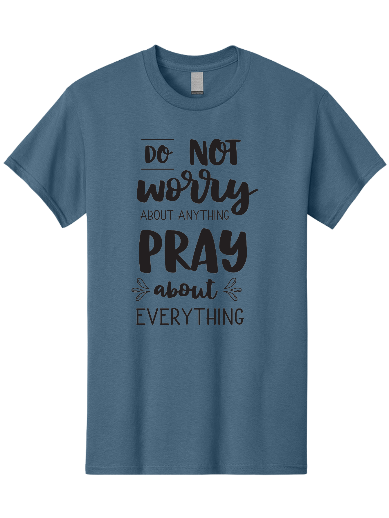 Do-Not-Worry-About-Anything-Pray-About-Everything Men'S Graphic Tee, 100% Cotton, Comfortable Casual Summer Wear, Machine Washable, Inspirational Quote, Motivational Phrase, Do Not Worry, Pray About Everything, Faith-Based Message, Aac650 3