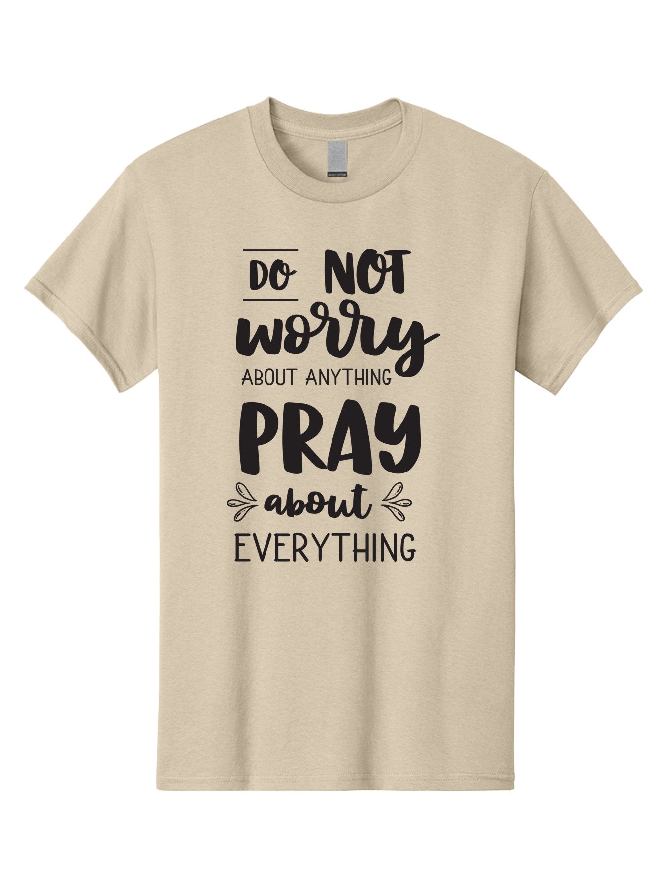 Do-Not-Worry-About-Anything-Pray-About-Everything Men'S Graphic Tee, 100% Cotton, Comfortable Casual Summer Wear, Machine Washable, Inspirational Quote, Motivational Phrase, Do Not Worry, Pray About Everything, Faith-Based Message, Aac650 13