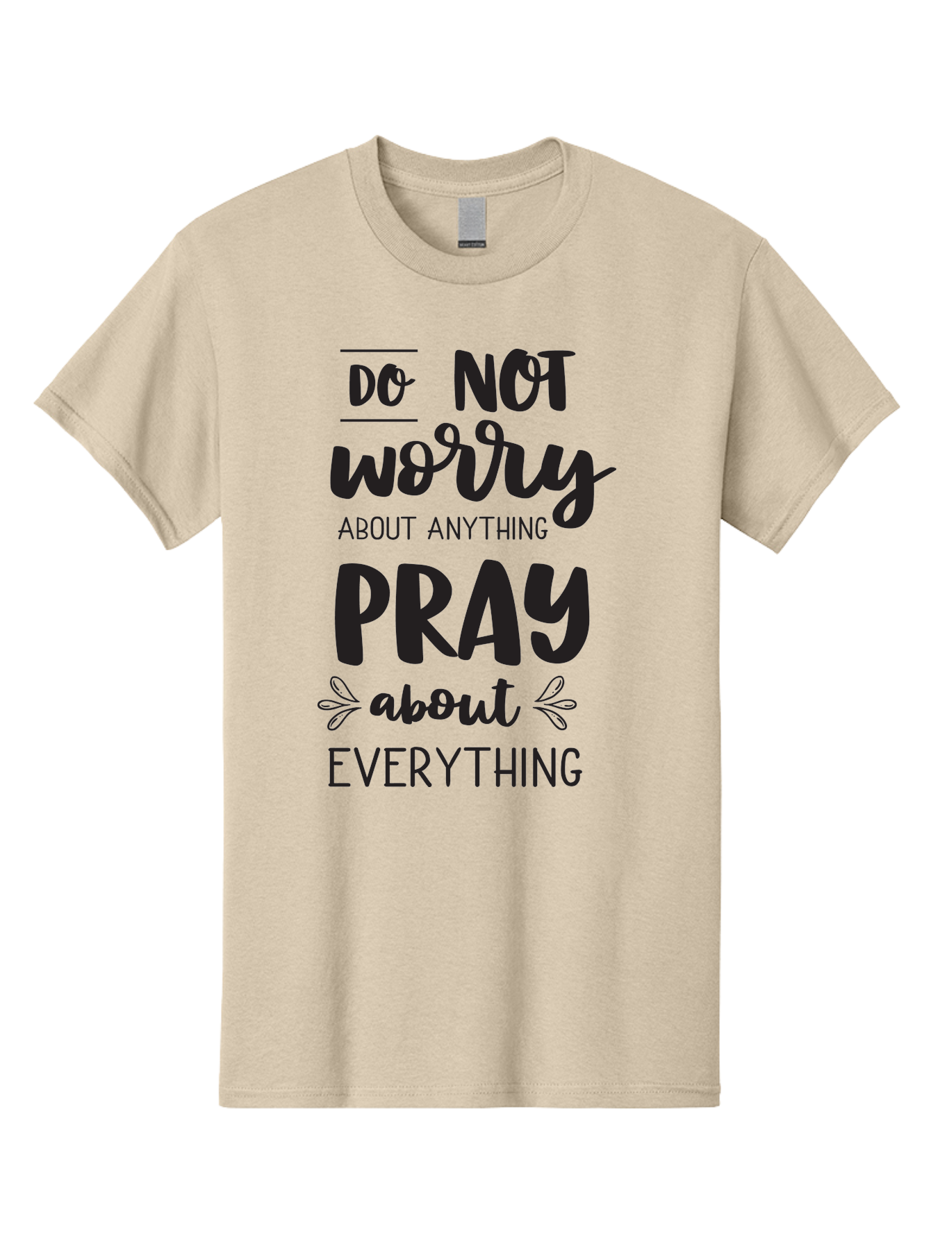 Do-Not-Worry-About-Anything-Pray-About-Everything Men'S Graphic Tee, 100% Cotton, Comfortable Casual Summer Wear, Machine Washable, Inspirational Quote, Motivational Phrase, Do Not Worry, Pray About Everything, Faith-Based Message, Aac650 29