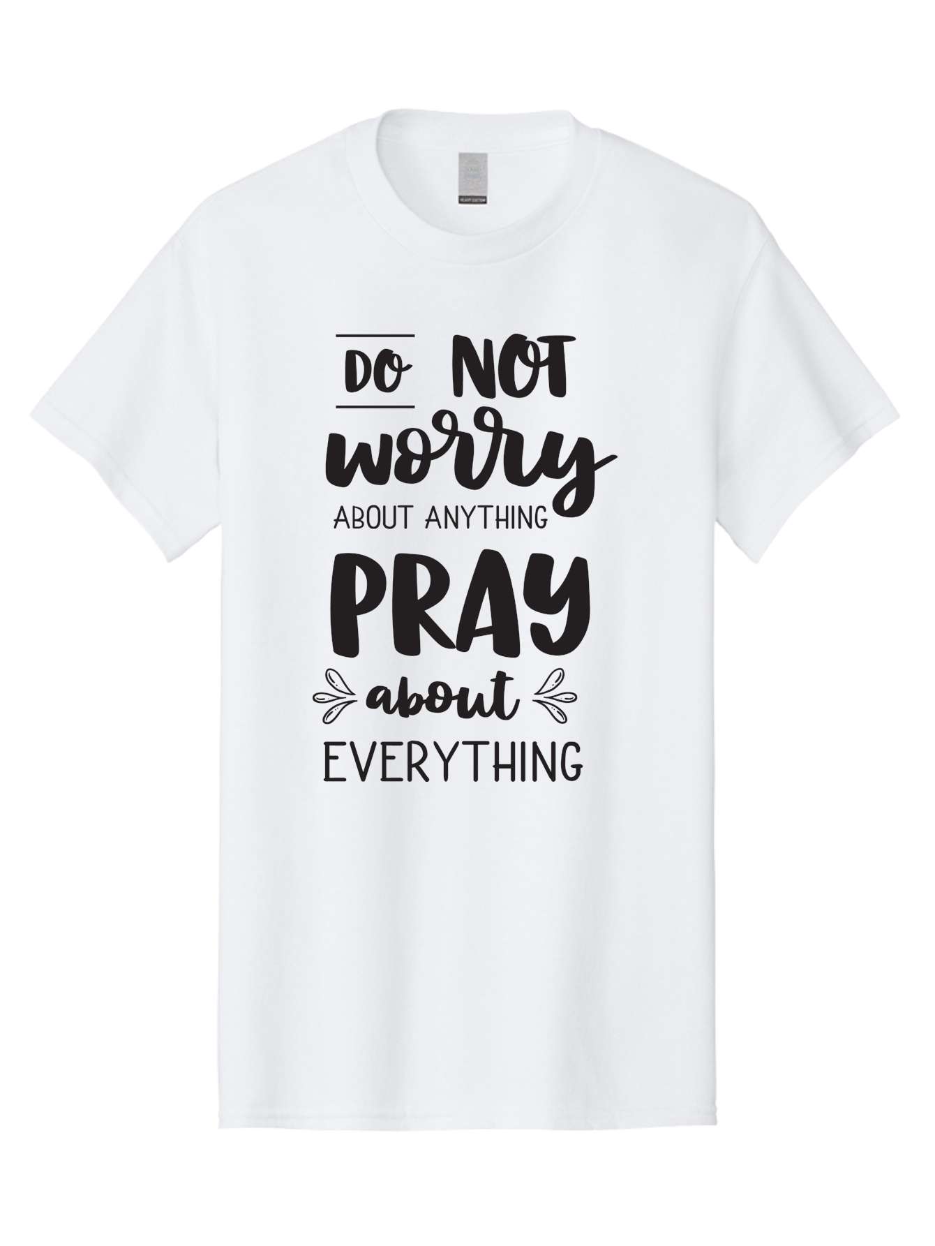 Do-Not-Worry-About-Anything-Pray-About-Everything Men'S Graphic Tee, 100% Cotton, Comfortable Casual Summer Wear, Machine Washable, Inspirational Quote, Motivational Phrase, Do Not Worry, Pray About Everything, Faith-Based Message, Aac650 23