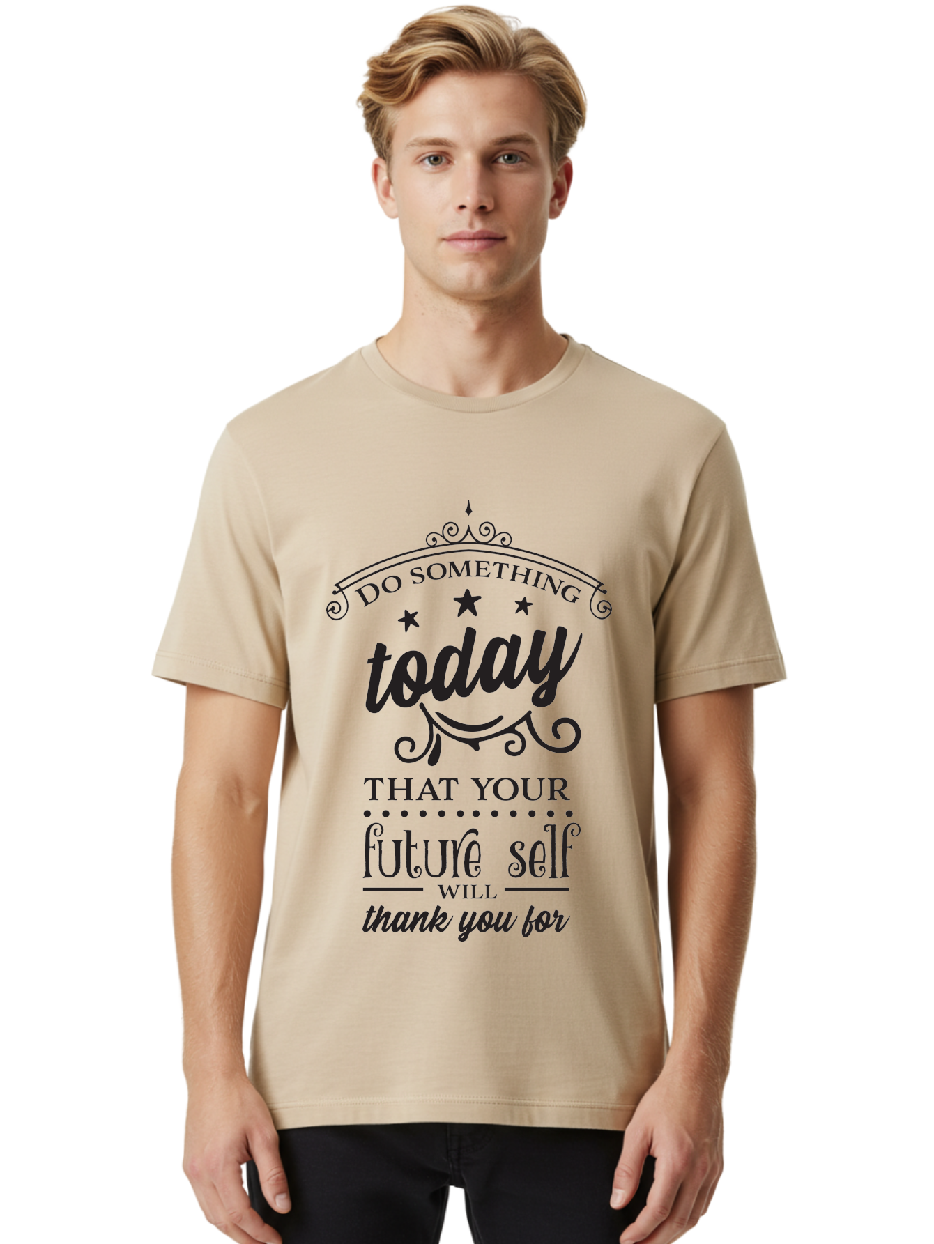 Do-Something-Today Men'S Graphic Tee, 100% Cotton, Comfortable Casual Summer Wear, Machine Washable, Motivational Quote, Inspirational Message, Future Self, Success Mindset, Productivity Tips, Goal Achievement, Personal Growth Aac651 22
