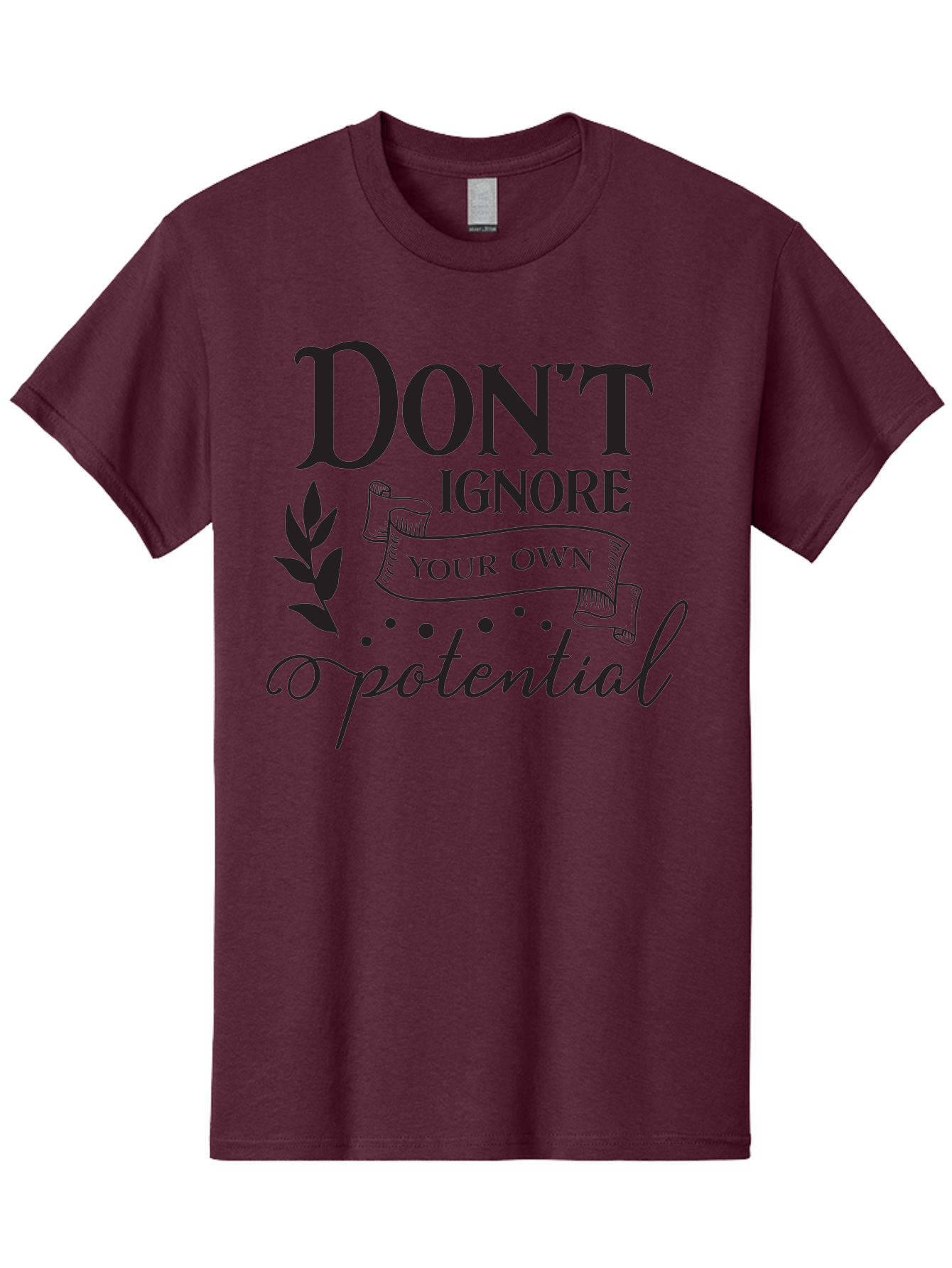 Don-T-Ignore-Your-Own-Potential Men'S Graphic Tee, 100% Cotton, Comfortable Casual Summer Wear, Machine Washable, Motivational Quote, Inspiring Phrase, Positive Affirmation, Empowerment Message, Personal Growth, Self-Improvement, Don'T Ignore, Aac653 17