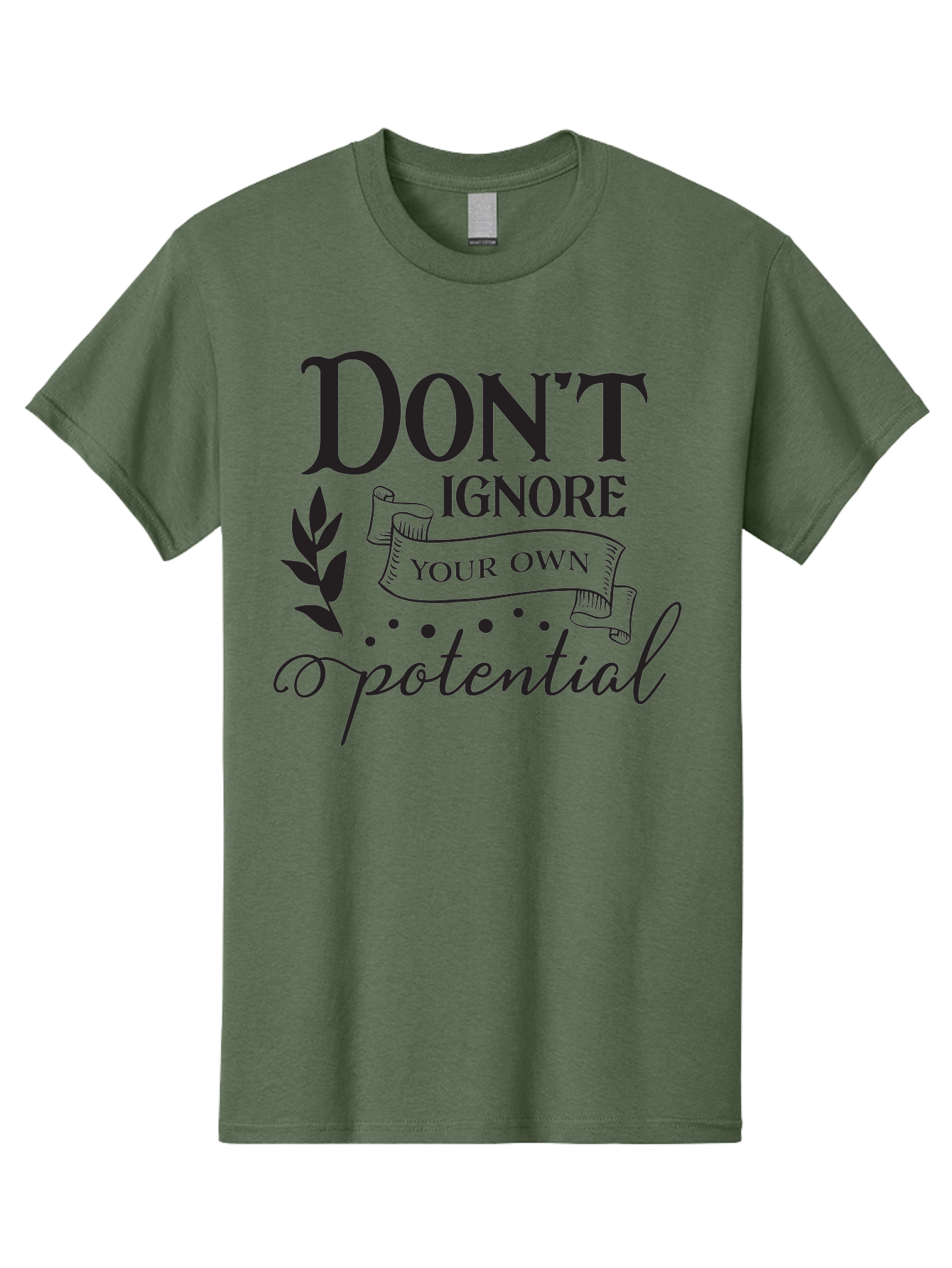 Don-T-Ignore-Your-Own-Potential Men'S Graphic Tee, 100% Cotton, Comfortable Casual Summer Wear, Machine Washable, Motivational Quote, Inspiring Phrase, Positive Affirmation, Empowerment Message, Personal Growth, Self-Improvement, Don'T Ignore, Aac653 19