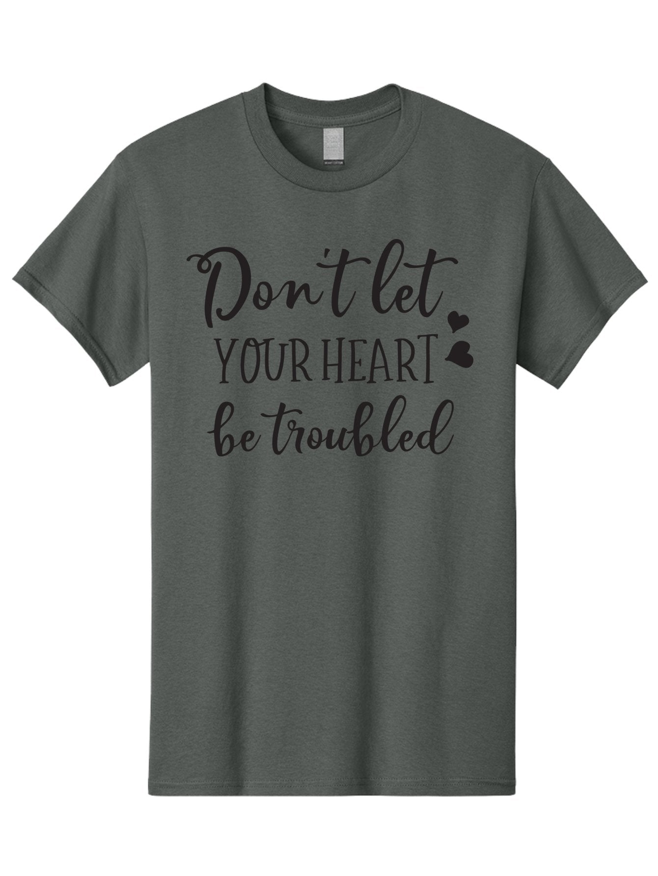 Don-T-Let-Your-Heart-Be-Troubled Men'S Graphic Tee, 100% Cotton, Comfortable Casual Summer Wear, Machine Washable, Inspirational Quote, Motivational Message, Don'T Let Your Heart Be Troubled, Heartwarming Words, Positive Affirmation, Aac654 12