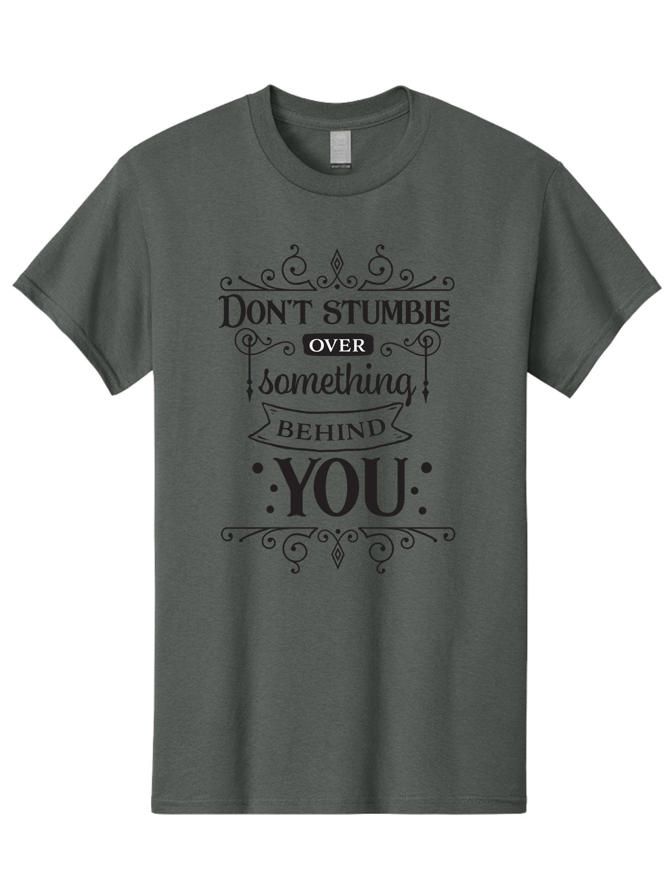 Don-T-Stumble-Over-Something-Behind-You Men'S Graphic Tee, 100% Cotton, Comfortable Casual Summer Wear, Machine Washable, Motivational Quote, Inspiring Phrase, Don'T Stumble Over Something Behind You, Personal Growth, Self-Improvement, Aac658 15