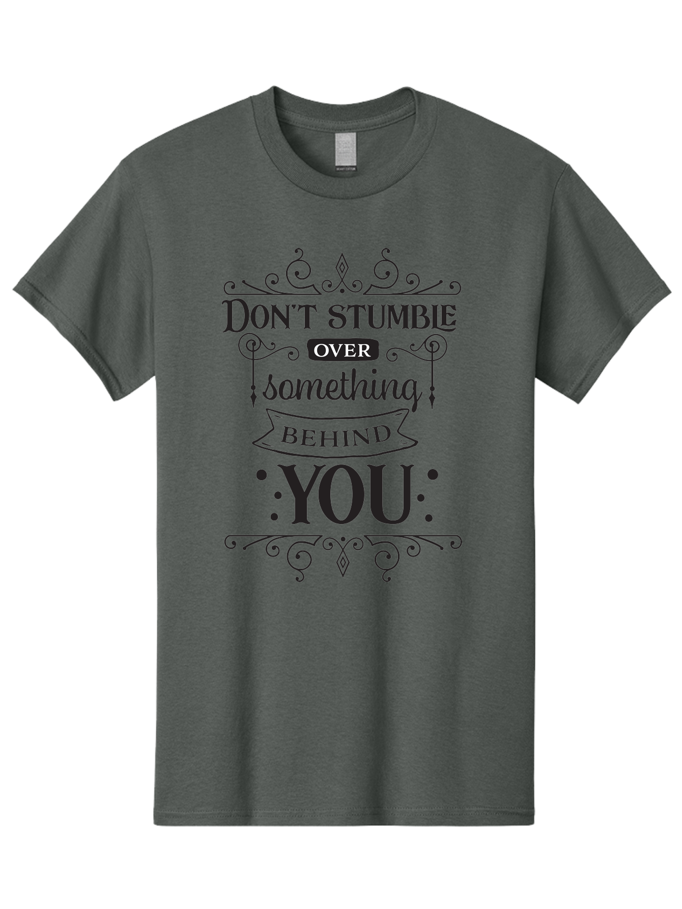 Don-T-Stumble-Over-Something-Behind-You Men'S Graphic Tee, 100% Cotton, Comfortable Casual Summer Wear, Machine Washable, Motivational Quote, Inspiring Phrase, Don'T Stumble Over Something Behind You, Personal Growth, Self-Improvement, Aac658