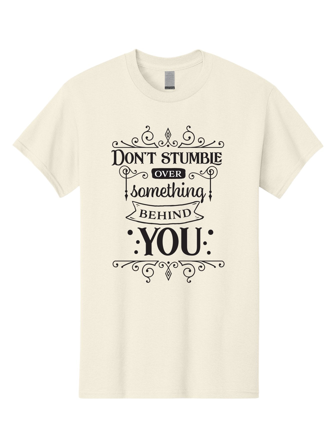Don-T-Stumble-Over-Something-Behind-You Men'S Graphic Tee, 100% Cotton, Comfortable Casual Summer Wear, Machine Washable, Motivational Quote, Inspiring Phrase, Don'T Stumble Over Something Behind You, Personal Growth, Self-Improvement, Aac658 12