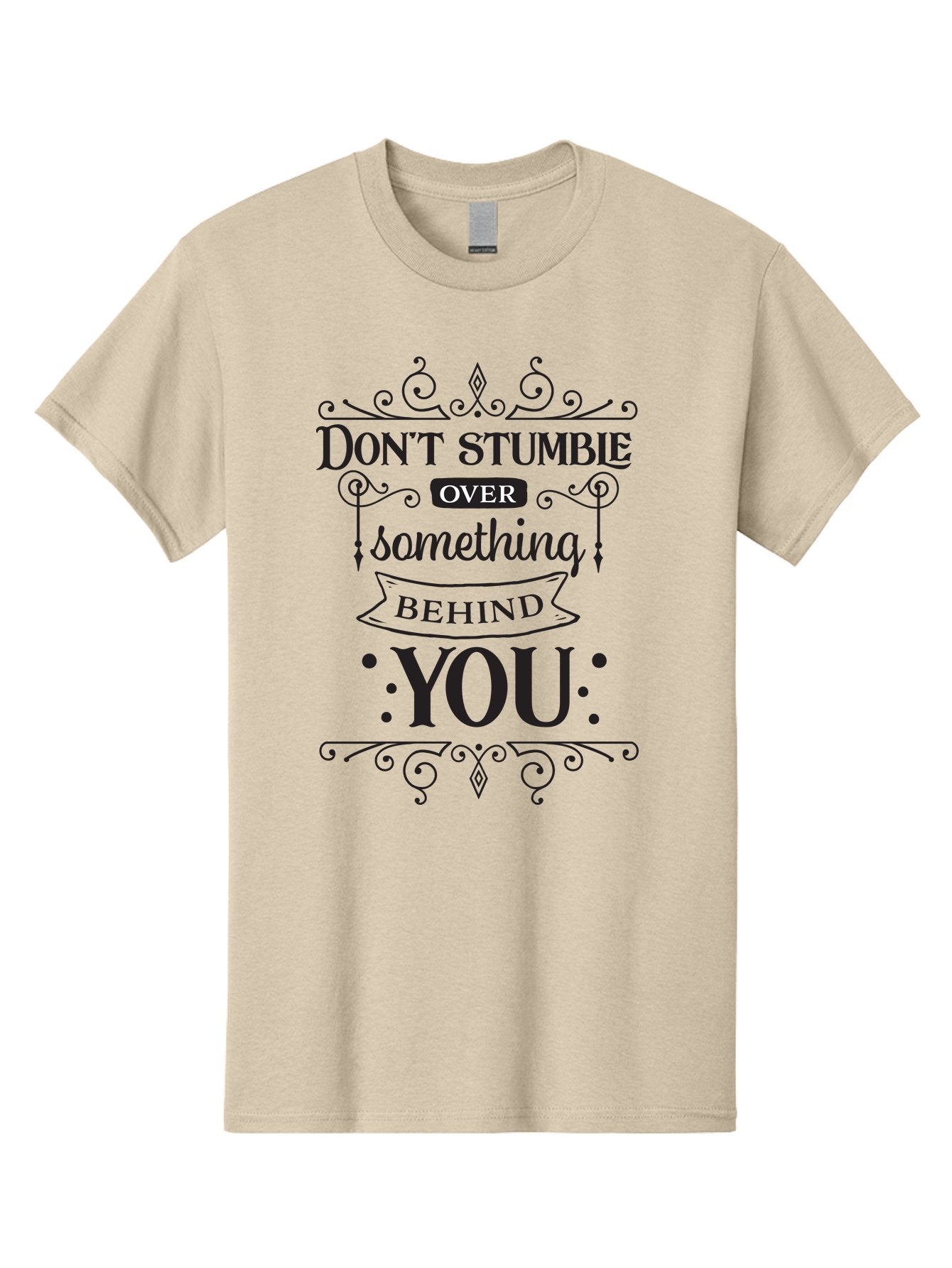 Don-T-Stumble-Over-Something-Behind-You Men'S Graphic Tee, 100% Cotton, Comfortable Casual Summer Wear, Machine Washable, Motivational Quote, Inspiring Phrase, Don'T Stumble Over Something Behind You, Personal Growth, Self-Improvement, Aac658 4