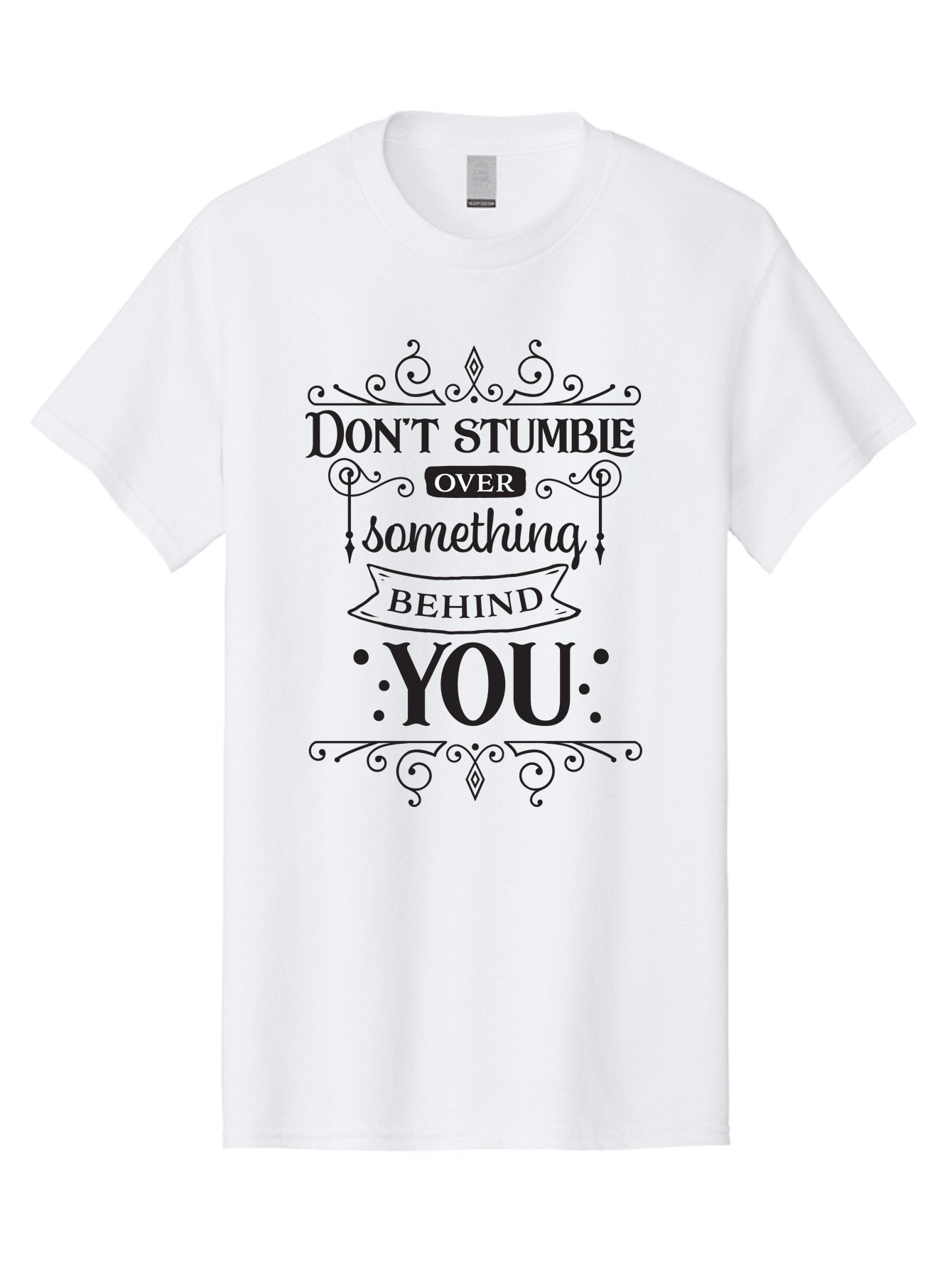 Don-T-Stumble-Over-Something-Behind-You Men'S Graphic Tee, 100% Cotton, Comfortable Casual Summer Wear, Machine Washable, Motivational Quote, Inspiring Phrase, Don'T Stumble Over Something Behind You, Personal Growth, Self-Improvement, Aac658 5