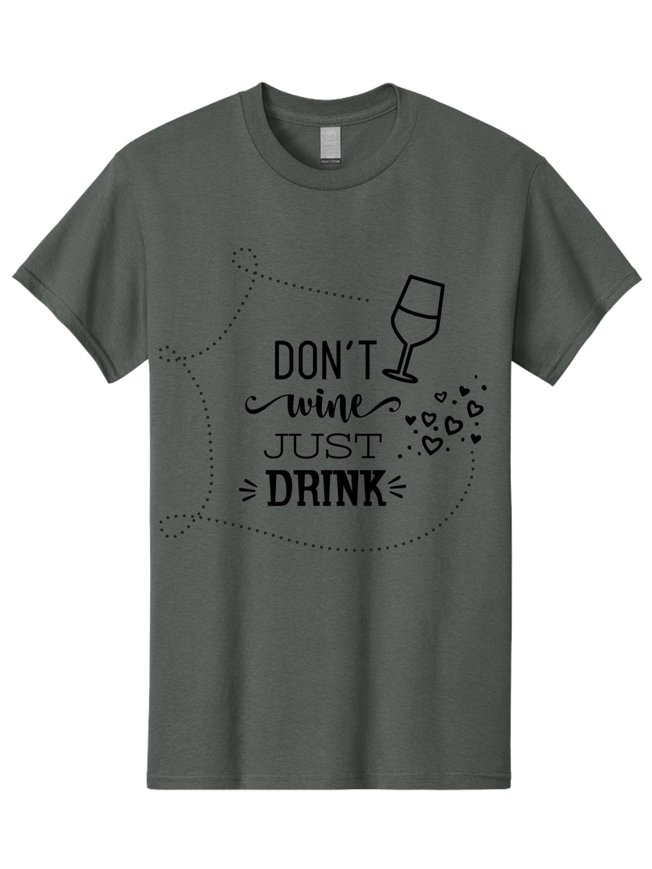 Don-T-Wine-Just-Drink Men'S Graphic Tee, 100% Cotton, Comfortable Casual Summer Wear, Machine Washable, Wine Pun, Funny Quote, Wine Lover, Wine Glass, Hearts, Playful Design, Typography Art, Wine Drinking Aac659
