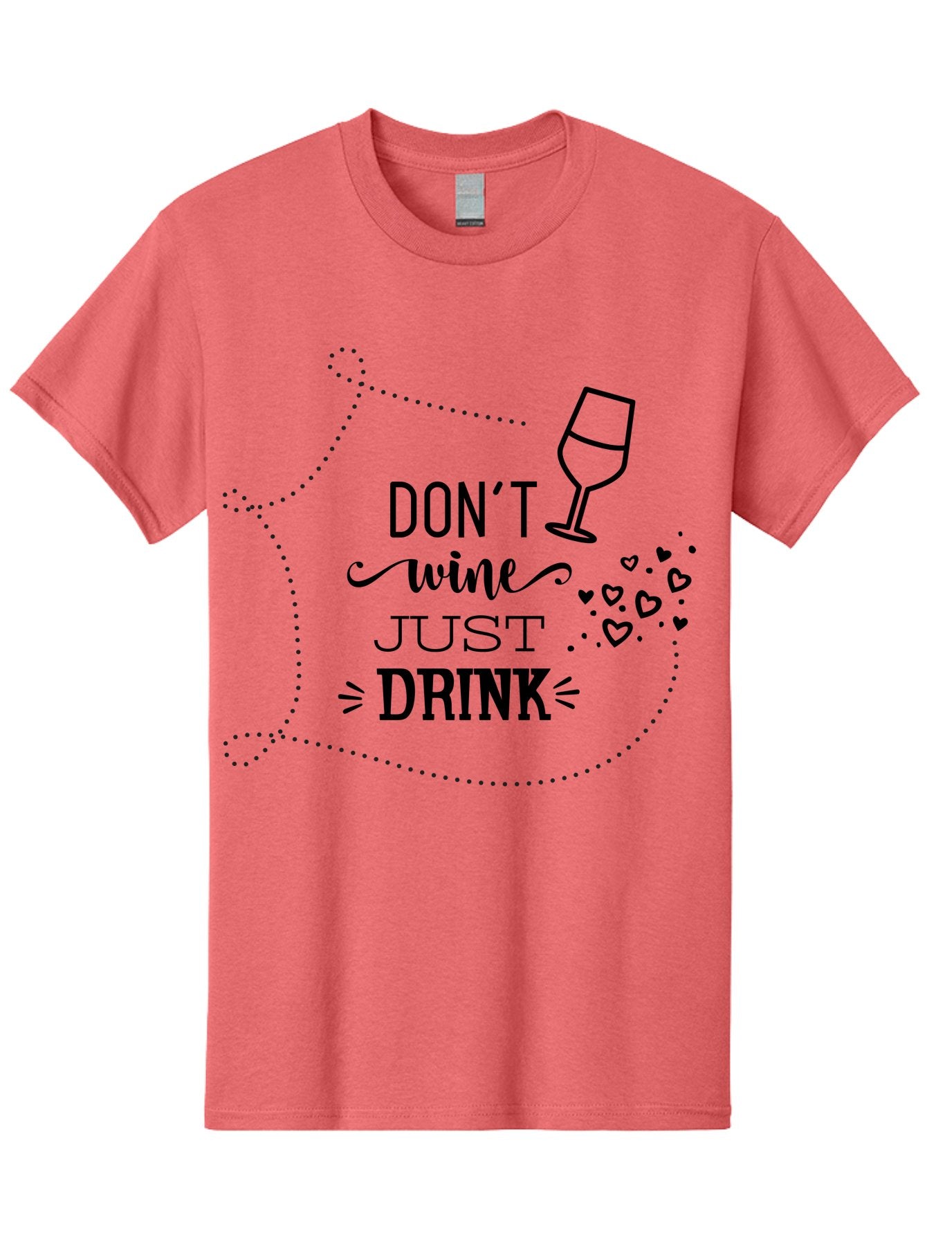 Don-T-Wine-Just-Drink Men'S Graphic Tee, 100% Cotton, Comfortable Casual Summer Wear, Machine Washable, Wine Pun, Funny Quote, Wine Lover, Wine Glass, Hearts, Playful Design, Typography Art, Wine Drinking Aac659 9
