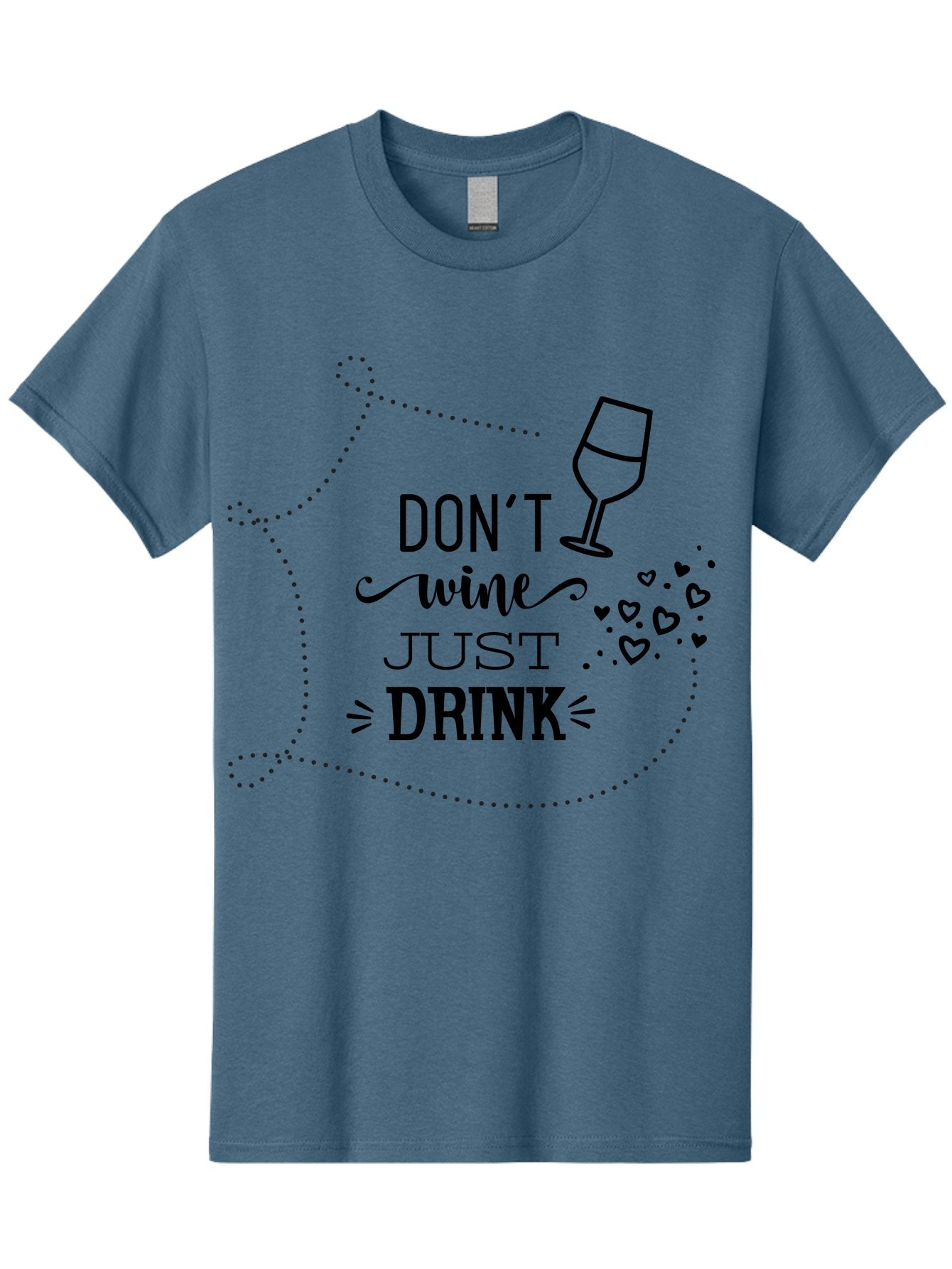 Don-T-Wine-Just-Drink Men'S Graphic Tee, 100% Cotton, Comfortable Casual Summer Wear, Machine Washable, Wine Pun, Funny Quote, Wine Lover, Wine Glass, Hearts, Playful Design, Typography Art, Wine Drinking Aac659 4