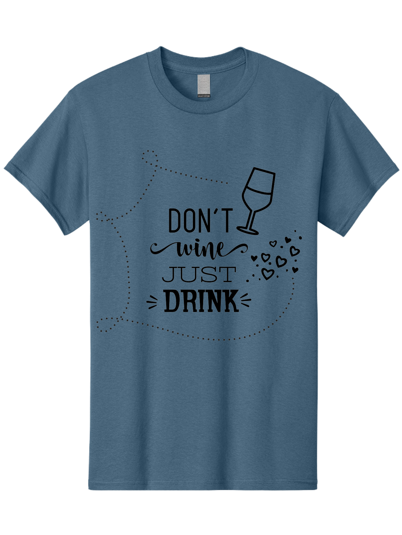 Don-T-Wine-Just-Drink Men'S Graphic Tee, 100% Cotton, Comfortable Casual Summer Wear, Machine Washable, Wine Pun, Funny Quote, Wine Lover, Wine Glass, Hearts, Playful Design, Typography Art, Wine Drinking Aac659 23