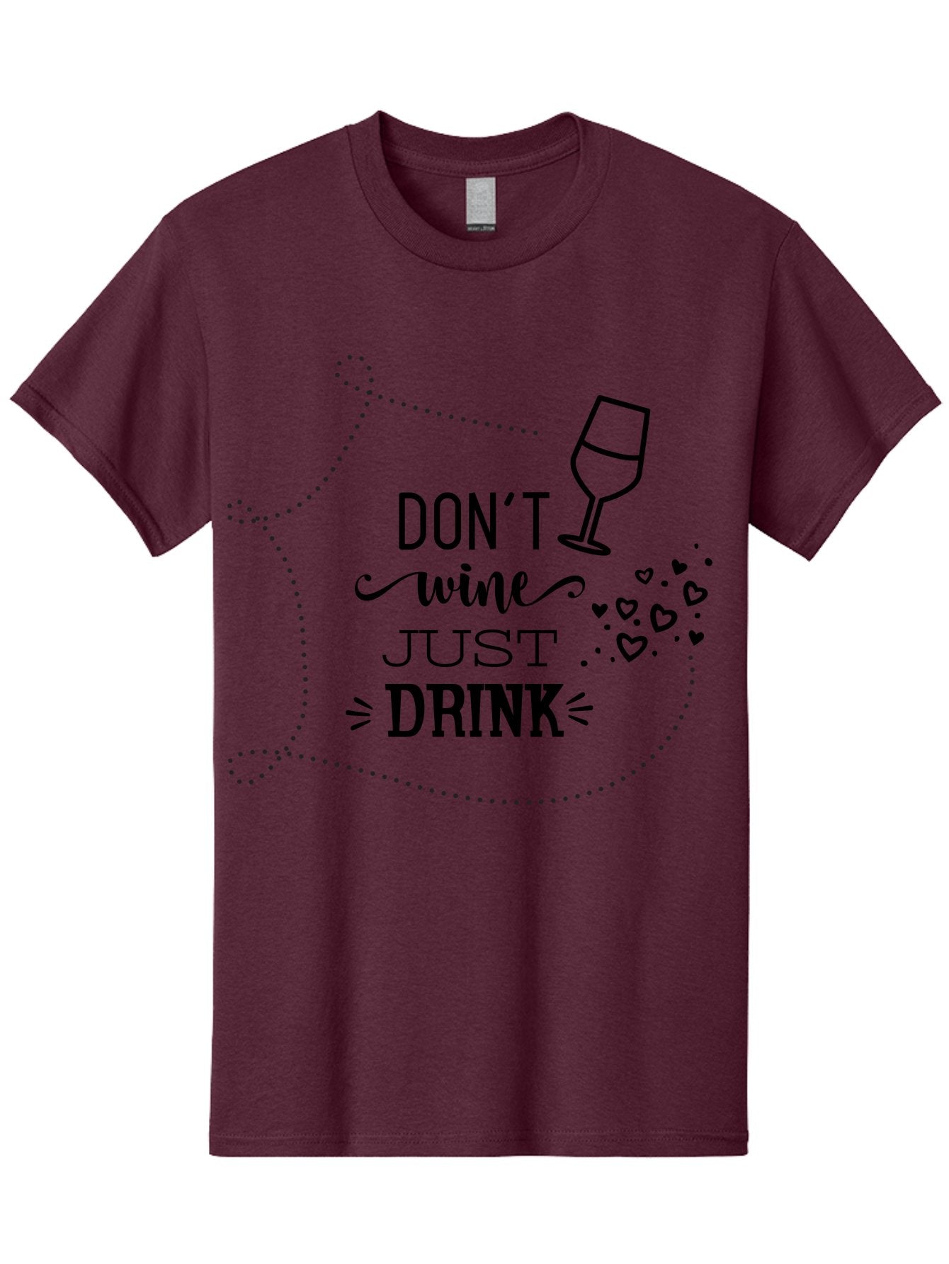 Don-T-Wine-Just-Drink Men'S Graphic Tee, 100% Cotton, Comfortable Casual Summer Wear, Machine Washable, Wine Pun, Funny Quote, Wine Lover, Wine Glass, Hearts, Playful Design, Typography Art, Wine Drinking Aac659 13