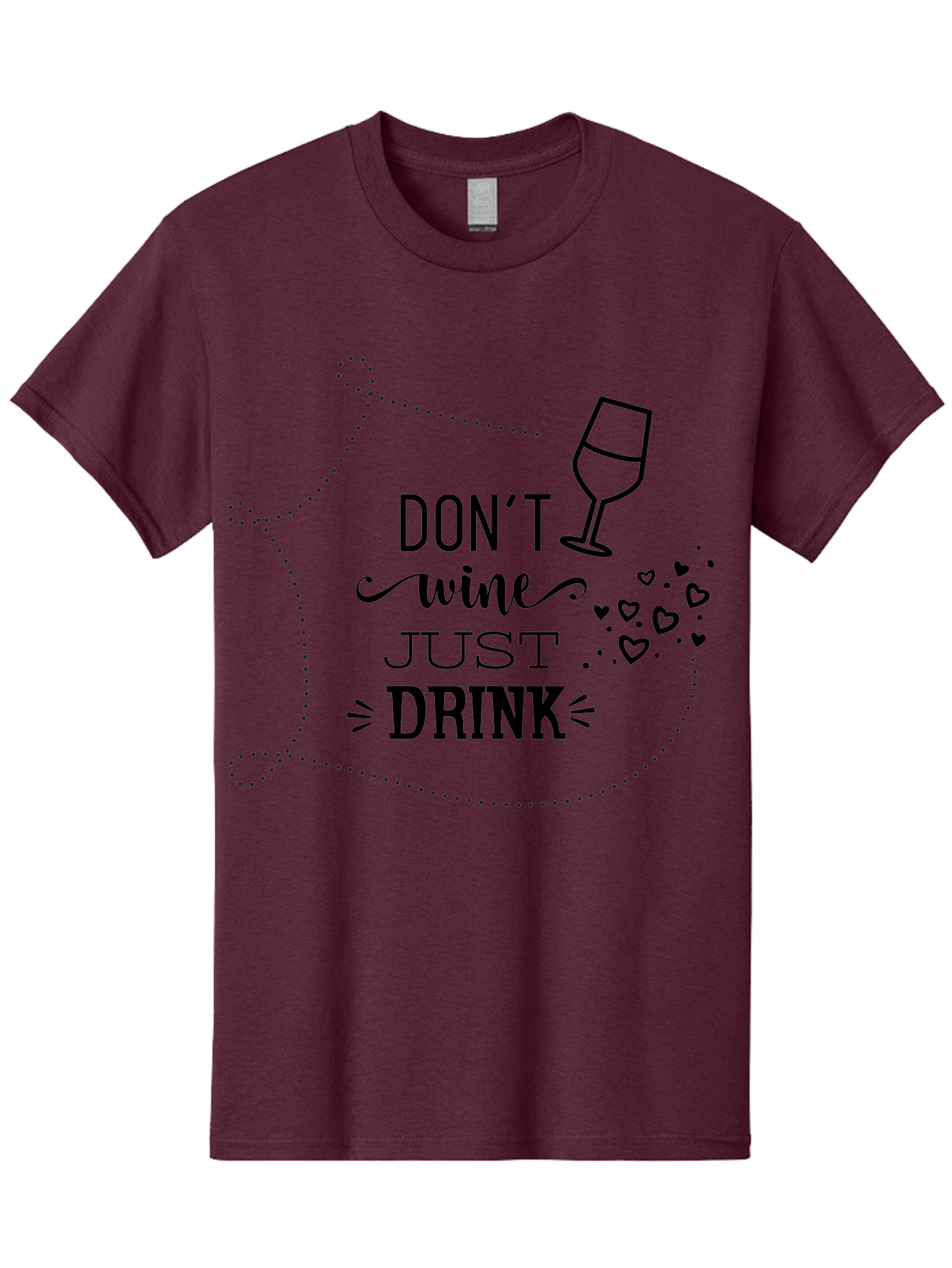Don-T-Wine-Just-Drink Men'S Graphic Tee, 100% Cotton, Comfortable Casual Summer Wear, Machine Washable, Wine Pun, Funny Quote, Wine Lover, Wine Glass, Hearts, Playful Design, Typography Art, Wine Drinking Aac659 29