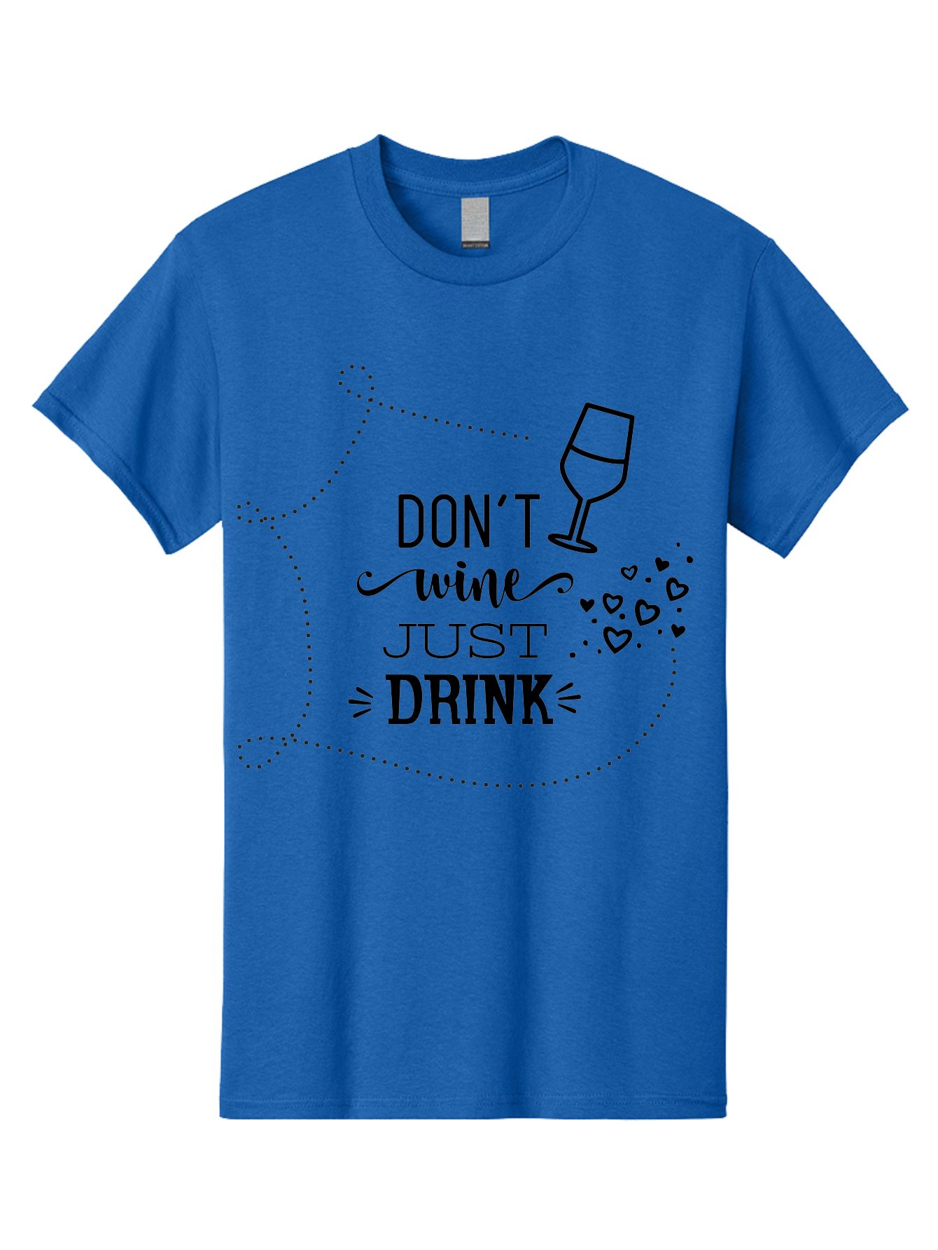 Don-T-Wine-Just-Drink Men'S Graphic Tee, 100% Cotton, Comfortable Casual Summer Wear, Machine Washable, Wine Pun, Funny Quote, Wine Lover, Wine Glass, Hearts, Playful Design, Typography Art, Wine Drinking Aac659 5