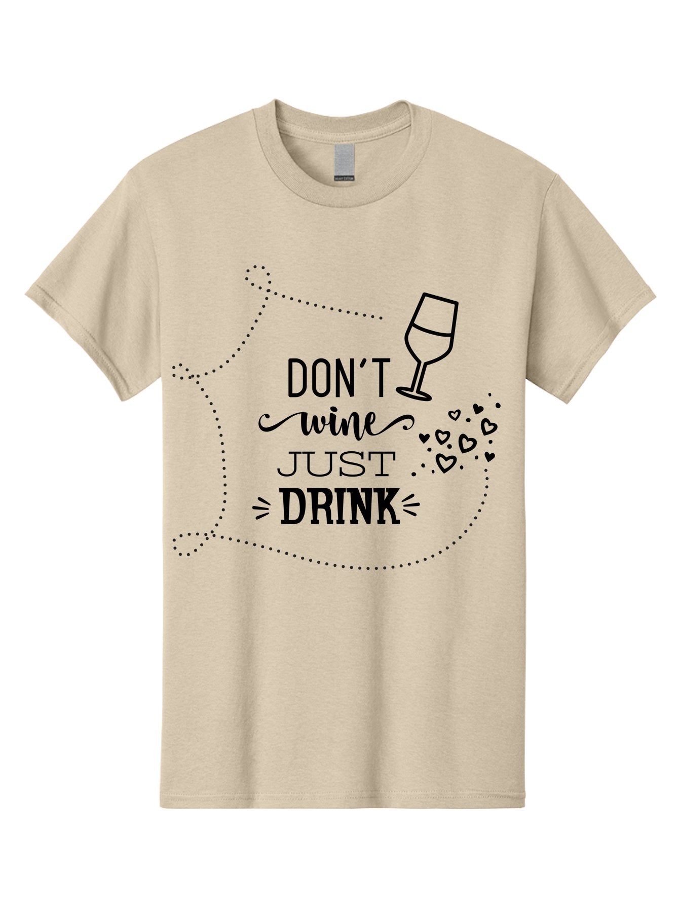 Don-T-Wine-Just-Drink Men'S Graphic Tee, 100% Cotton, Comfortable Casual Summer Wear, Machine Washable, Wine Pun, Funny Quote, Wine Lover, Wine Glass, Hearts, Playful Design, Typography Art, Wine Drinking Aac659