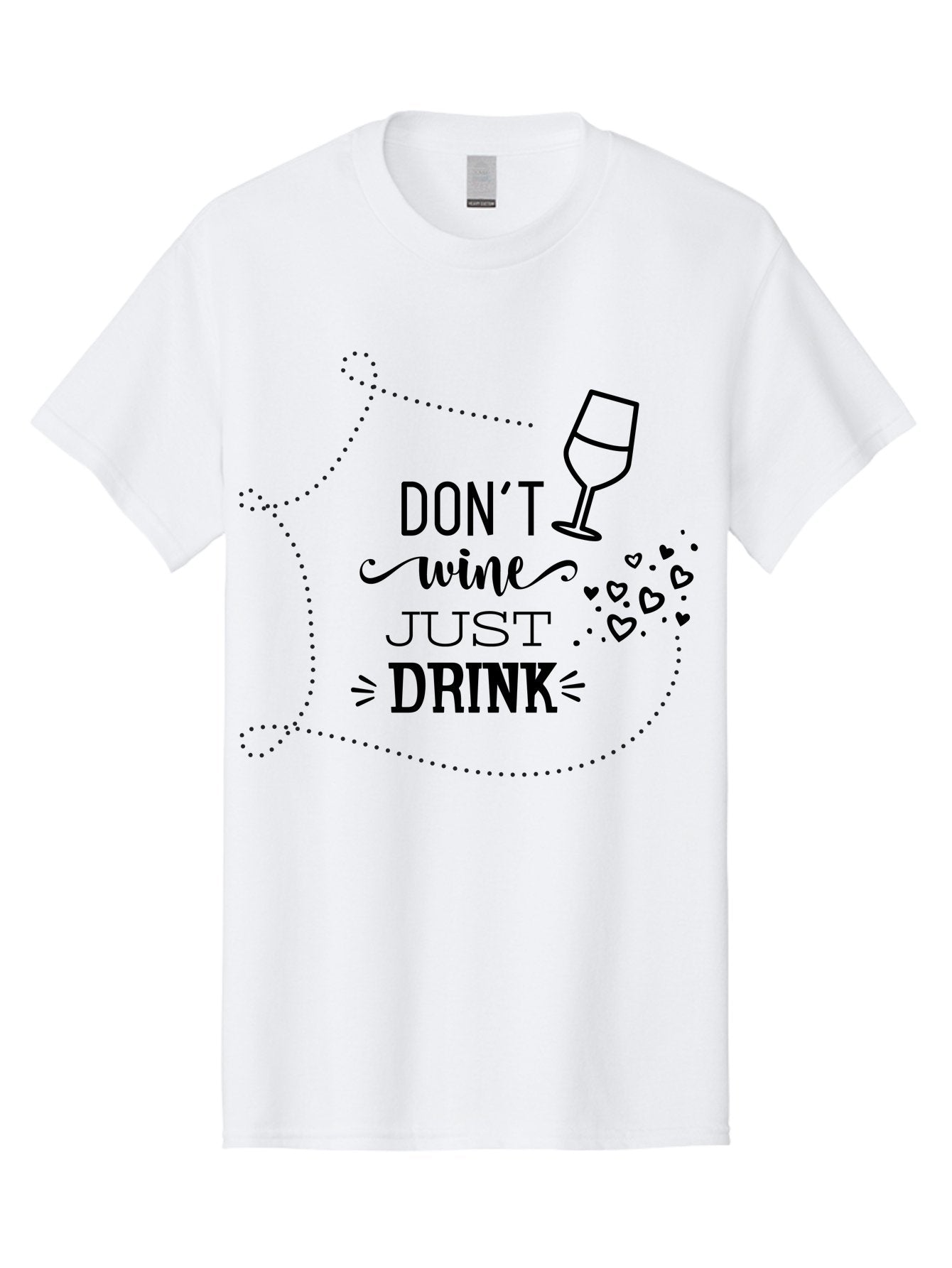 Don-T-Wine-Just-Drink Men'S Graphic Tee, 100% Cotton, Comfortable Casual Summer Wear, Machine Washable, Wine Pun, Funny Quote, Wine Lover, Wine Glass, Hearts, Playful Design, Typography Art, Wine Drinking Aac659 6