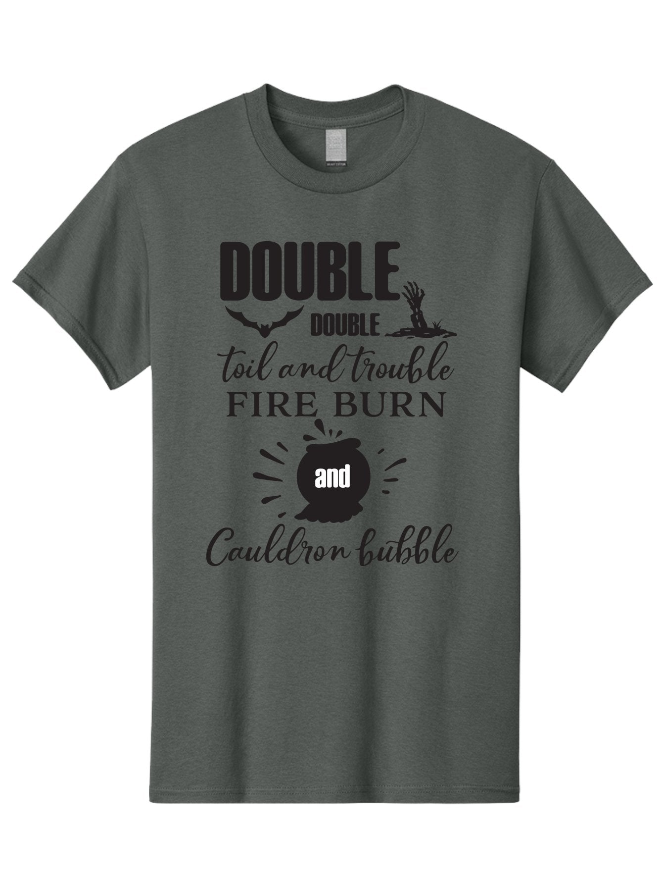 Double-Double-Toil-And-Trouble Men'S Graphic Tee, 100% Cotton, Comfortable Casual Summer Wear, Machine Washable, Halloween Quote, Witchy Vibes, Spooky Season, Macbeth Reference, Double Double Toil And Trouble, Halloween Graphics, Aac660 7