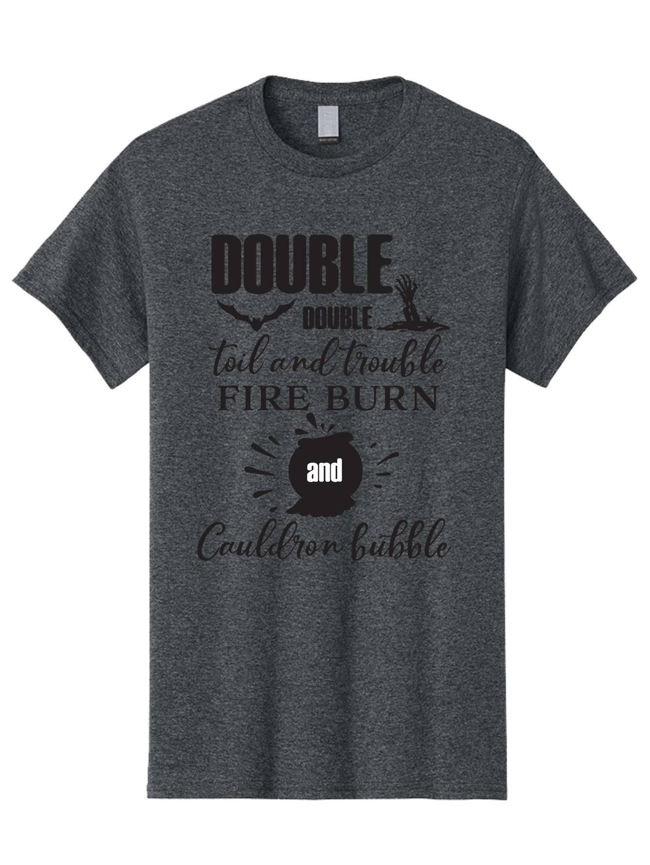 Double-Double-Toil-And-Trouble Men'S Graphic Tee, 100% Cotton, Comfortable Casual Summer Wear, Machine Washable, Halloween Quote, Witchy Vibes, Spooky Season, Macbeth Reference, Double Double Toil And Trouble, Halloween Graphics, Aac660 3