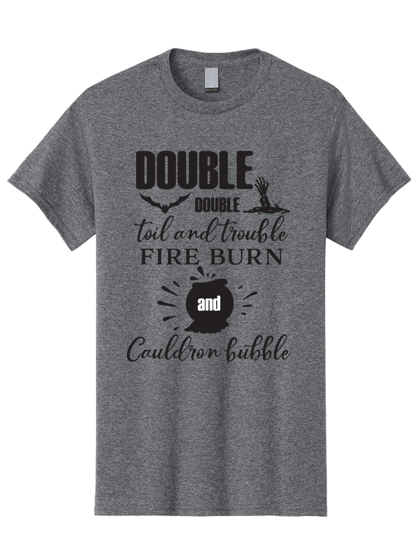Double-Double-Toil-And-Trouble Men'S Graphic Tee, 100% Cotton, Comfortable Casual Summer Wear, Machine Washable, Halloween Quote, Witchy Vibes, Spooky Season, Macbeth Reference, Double Double Toil And Trouble, Halloween Graphics, Aac660 10