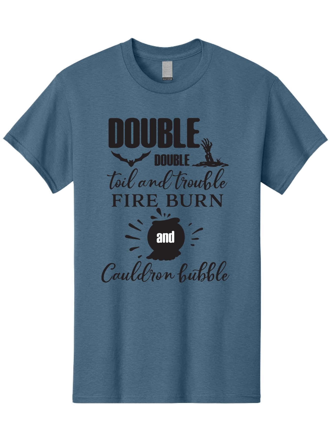 Double-Double-Toil-And-Trouble Men'S Graphic Tee, 100% Cotton, Comfortable Casual Summer Wear, Machine Washable, Halloween Quote, Witchy Vibes, Spooky Season, Macbeth Reference, Double Double Toil And Trouble, Halloween Graphics, Aac660 5