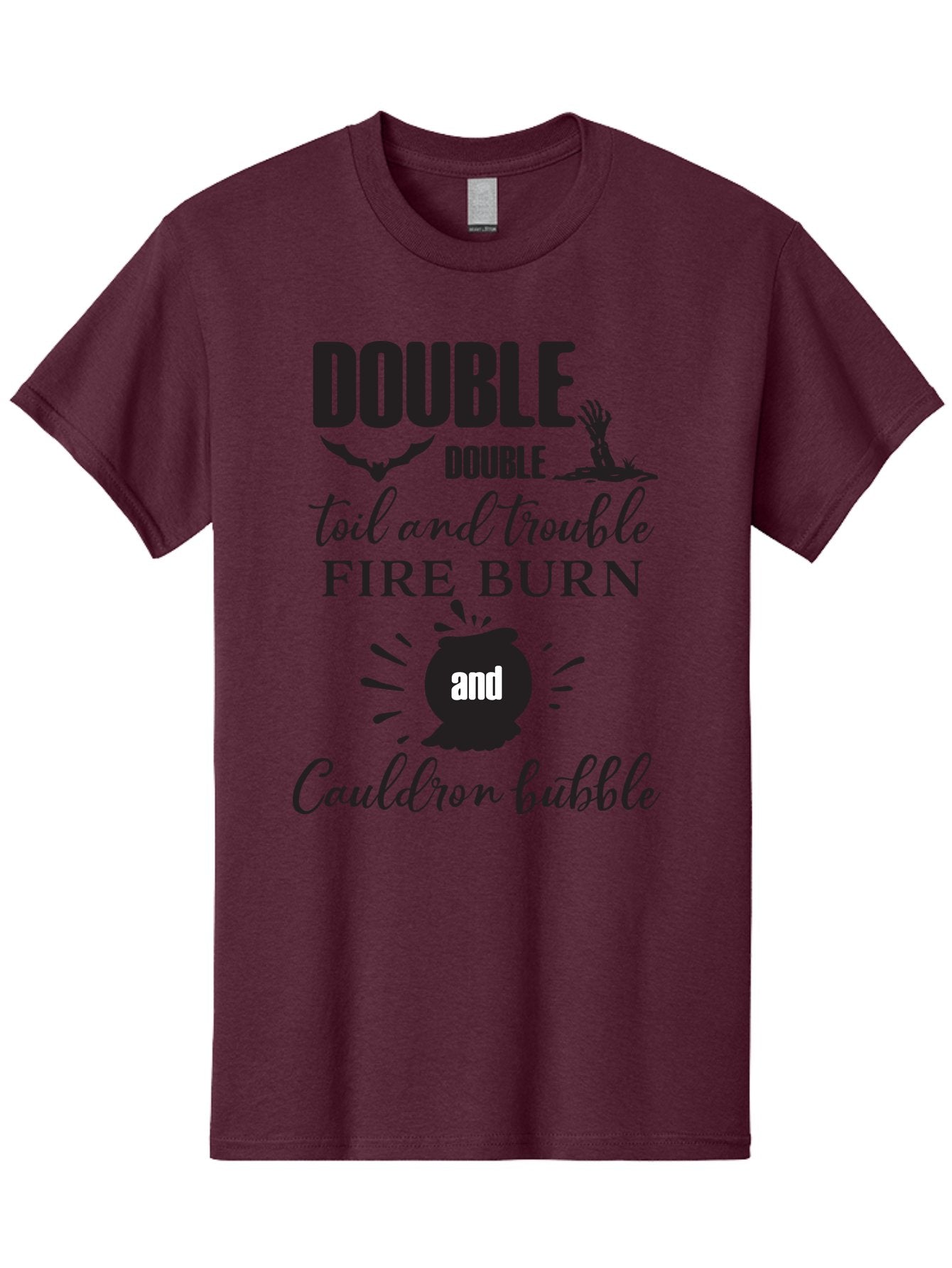 Double-Double-Toil-And-Trouble Men'S Graphic Tee, 100% Cotton, Comfortable Casual Summer Wear, Machine Washable, Halloween Quote, Witchy Vibes, Spooky Season, Macbeth Reference, Double Double Toil And Trouble, Halloween Graphics, Aac660 11