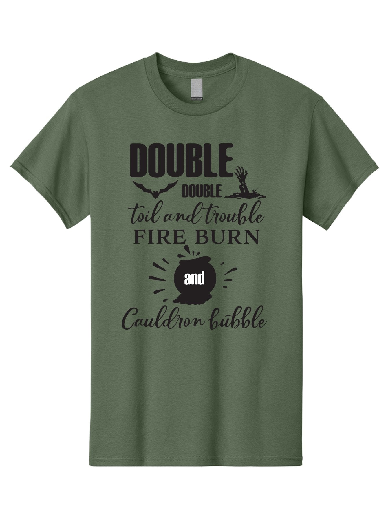 Double-Double-Toil-And-Trouble Men'S Graphic Tee, 100% Cotton, Comfortable Casual Summer Wear, Machine Washable, Halloween Quote, Witchy Vibes, Spooky Season, Macbeth Reference, Double Double Toil And Trouble, Halloween Graphics, Aac660