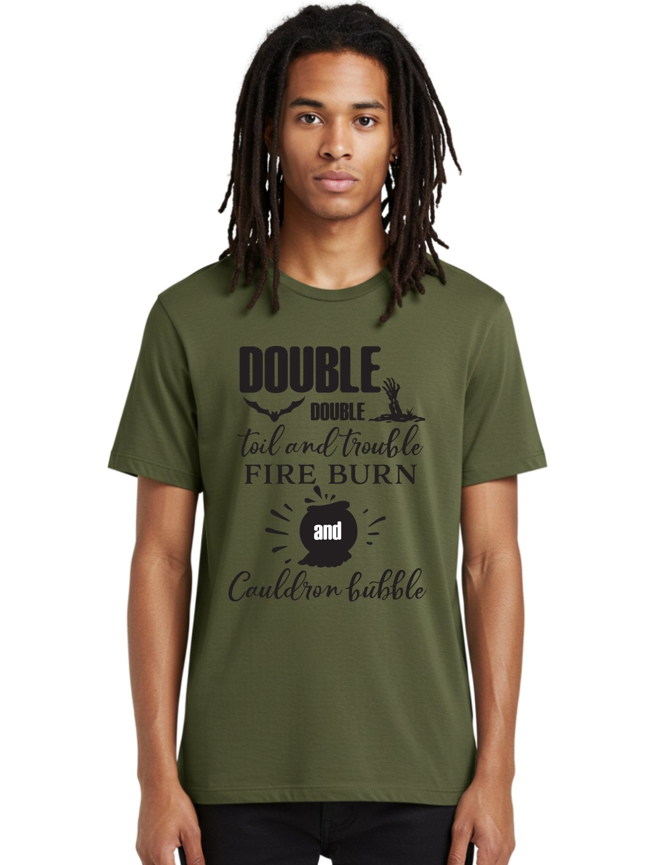 Double-Double-Toil-And-Trouble Men'S Graphic Tee, 100% Cotton, Comfortable Casual Summer Wear, Machine Washable, Halloween Quote, Witchy Vibes, Spooky Season, Macbeth Reference, Double Double Toil And Trouble, Halloween Graphics, Aac660 19