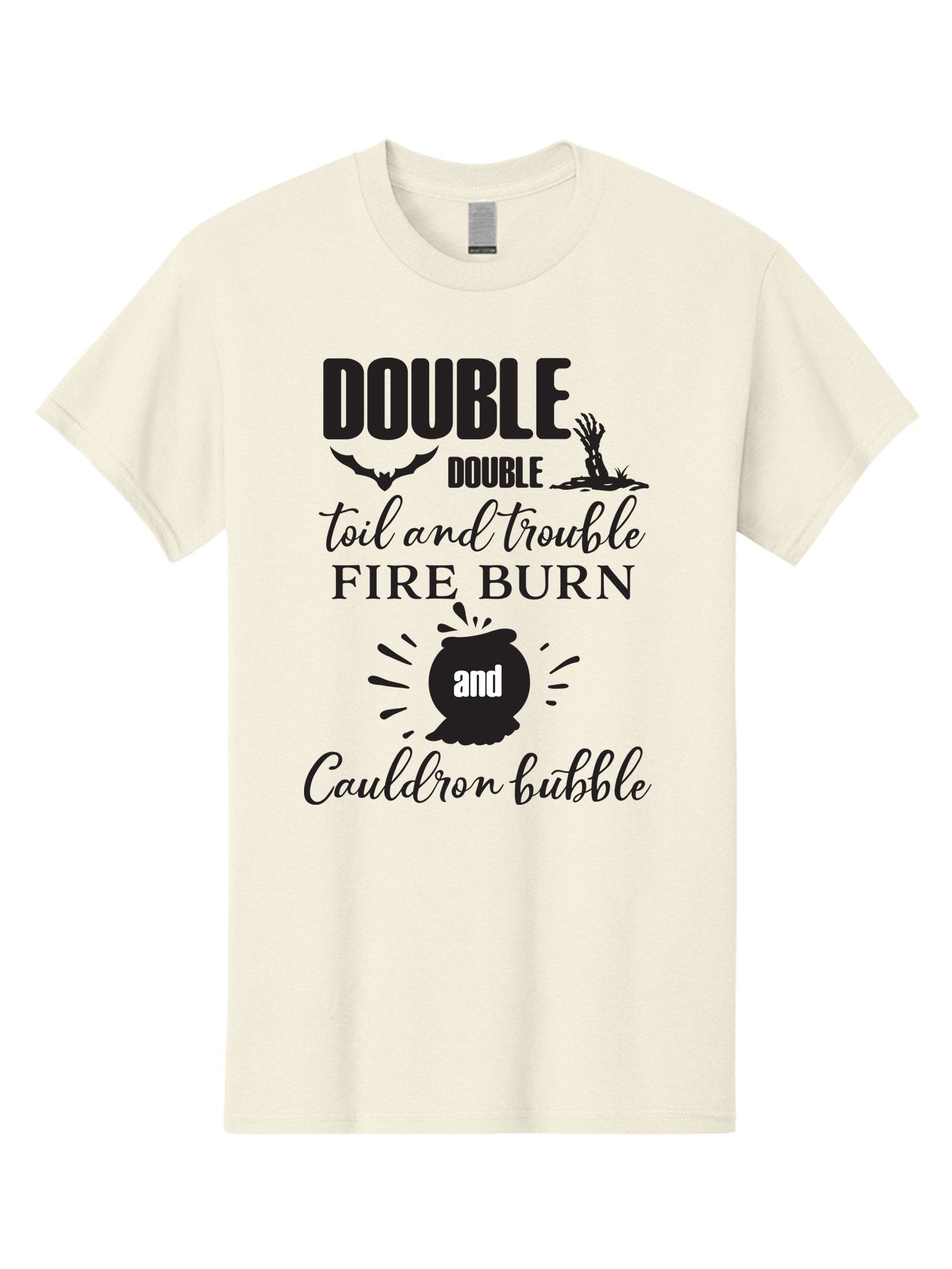 Double-Double-Toil-And-Trouble Men'S Graphic Tee, 100% Cotton, Comfortable Casual Summer Wear, Machine Washable, Halloween Quote, Witchy Vibes, Spooky Season, Macbeth Reference, Double Double Toil And Trouble, Halloween Graphics, Aac660 14