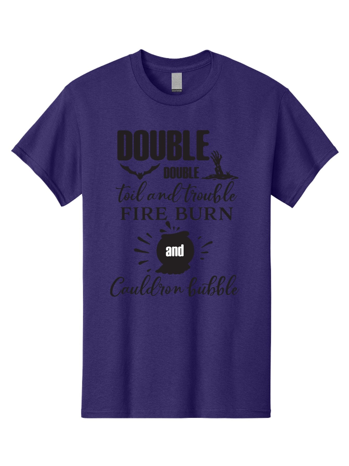 Double-Double-Toil-And-Trouble Men'S Graphic Tee, 100% Cotton, Comfortable Casual Summer Wear, Machine Washable, Halloween Quote, Witchy Vibes, Spooky Season, Macbeth Reference, Double Double Toil And Trouble, Halloween Graphics, Aac660 12