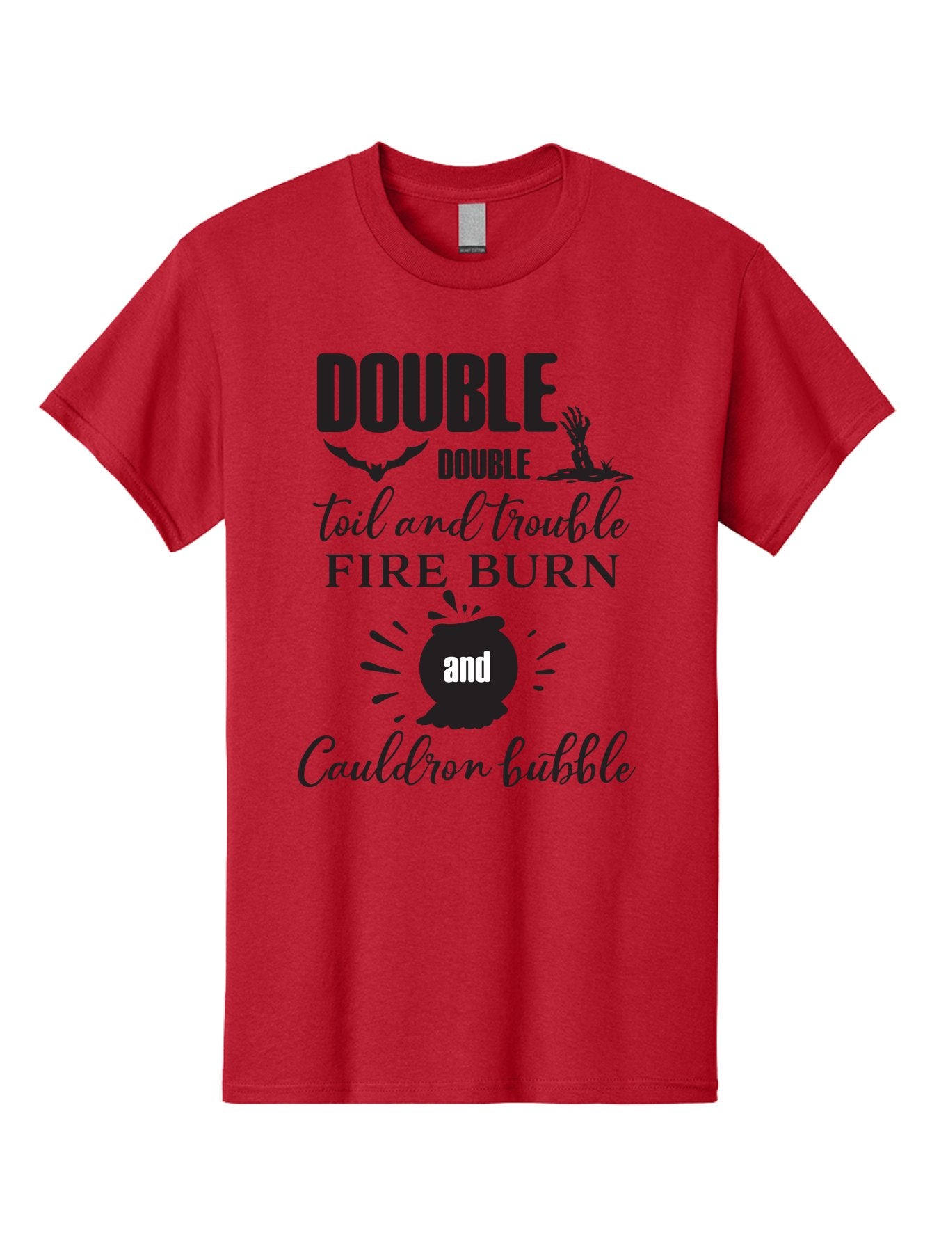 Double-Double-Toil-And-Trouble Men'S Graphic Tee, 100% Cotton, Comfortable Casual Summer Wear, Machine Washable, Halloween Quote, Witchy Vibes, Spooky Season, Macbeth Reference, Double Double Toil And Trouble, Halloween Graphics, Aac660 4