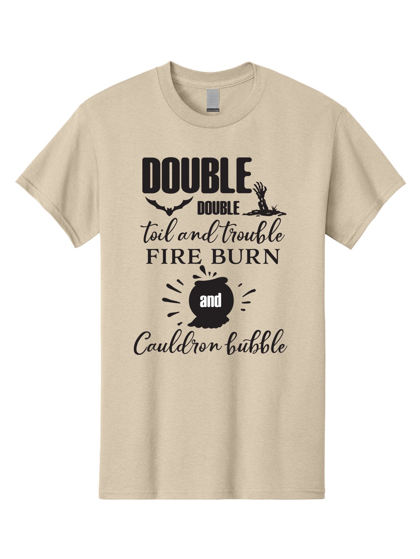 Double-Double-Toil-And-Trouble Men'S Graphic Tee, 100% Cotton, Comfortable Casual Summer Wear, Machine Washable, Halloween Quote, Witchy Vibes, Spooky Season, Macbeth Reference, Double Double Toil And Trouble, Halloween Graphics, Aac660 8
