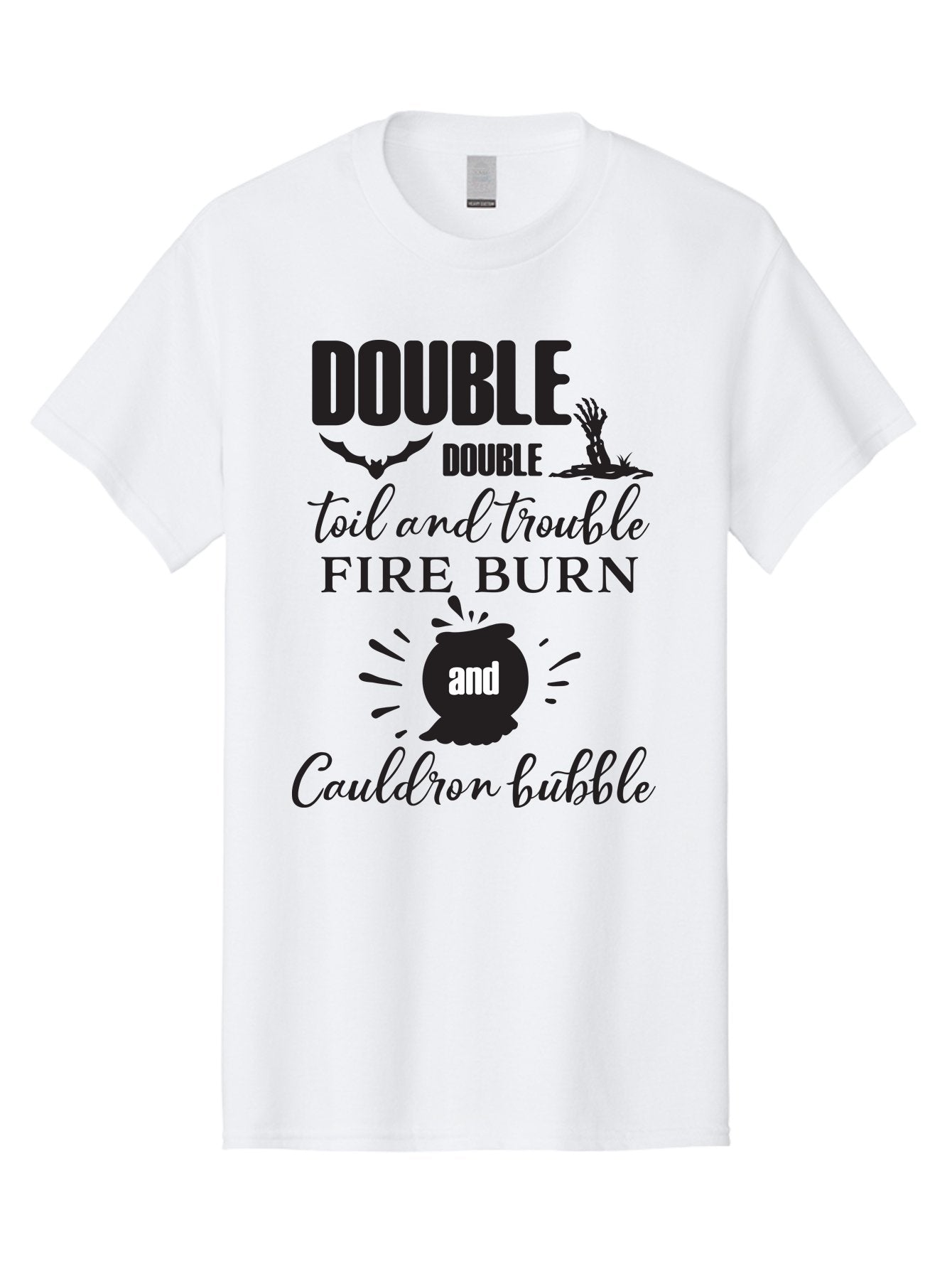 Double-Double-Toil-And-Trouble Men'S Graphic Tee, 100% Cotton, Comfortable Casual Summer Wear, Machine Washable, Halloween Quote, Witchy Vibes, Spooky Season, Macbeth Reference, Double Double Toil And Trouble, Halloween Graphics, Aac660 15
