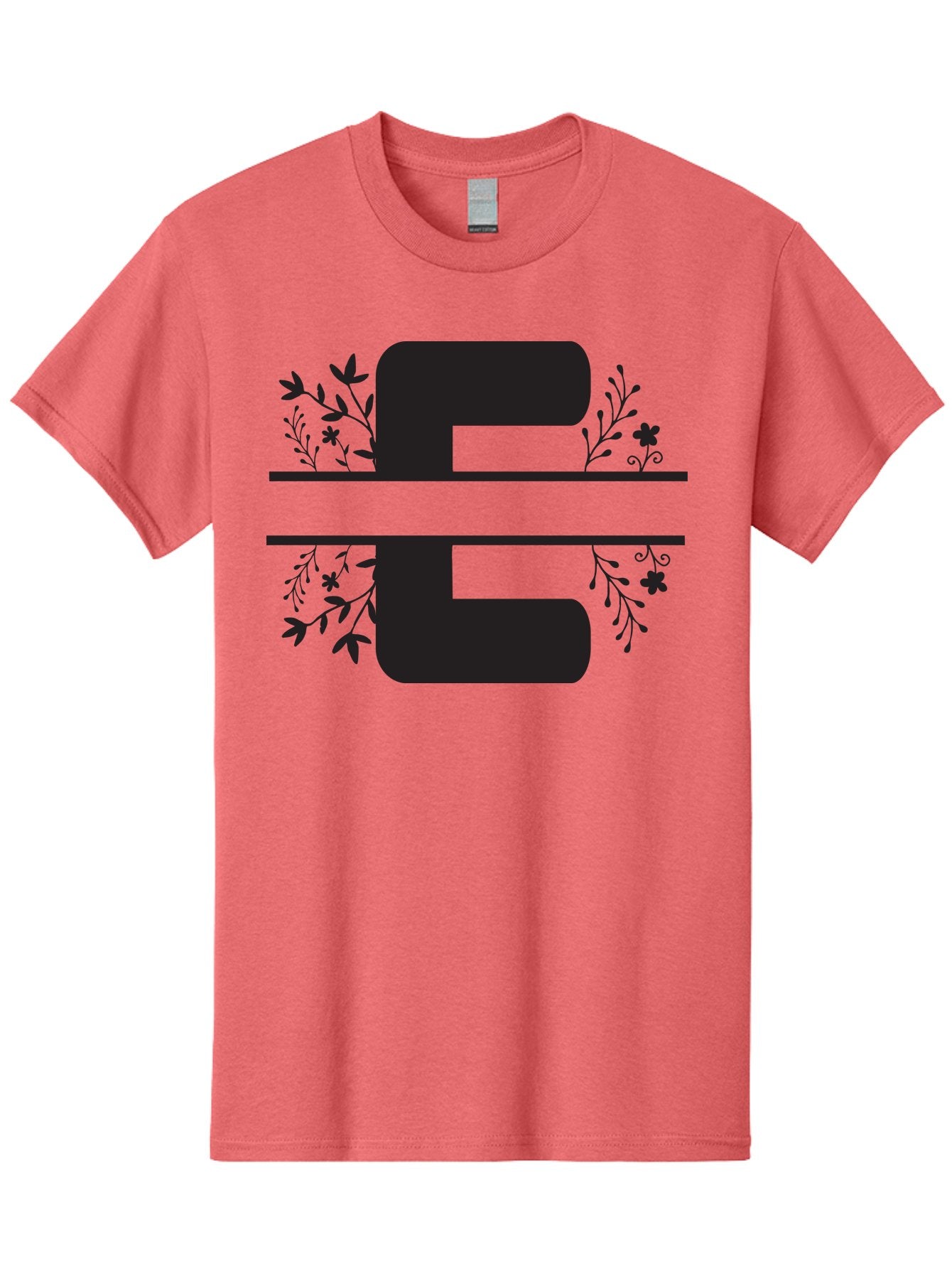 E-1 Men'S Graphic Tee, 100% Cotton, Comfortable Casual Summer Wear, Machine Washable, Floral Designs, Leafy Patterns, Bold Typography, Decorative Elements, Black Silhouettes, Elegant Lettering, Floral Motifs Aac664