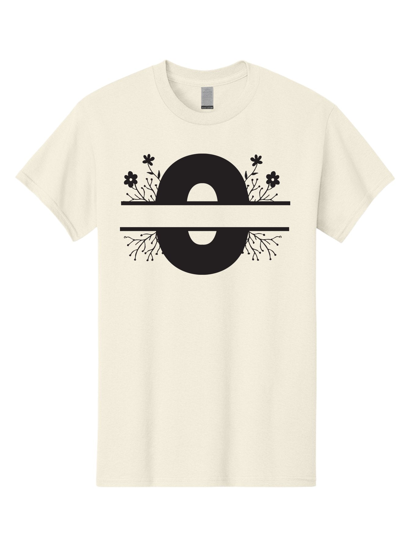 E-2 Men'S Graphic Tee, 100% Cotton, Comfortable Casual Summer Wear, Machine Washable, Black Letter E, Floral Design, Abstract Art, Minimalist Style, Bold Typography, Artistic Expression, Elegance, Simplicity, Modern Aesthetic, Unique Design, Aac665