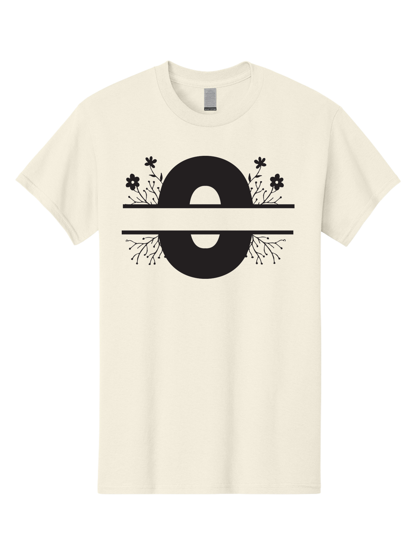 E-2 Men'S Graphic Tee, 100% Cotton, Comfortable Casual Summer Wear, Machine Washable, Black Letter E, Floral Design, Abstract Art, Minimalist Style, Bold Typography, Artistic Expression, Elegance, Simplicity, Modern Aesthetic, Unique Design, Aac665 21