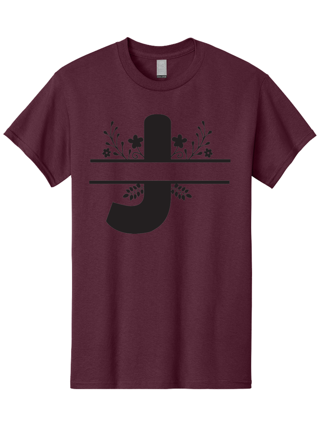 E-Symbol Men'S Graphic Tee, 100% Cotton, Comfortable Casual Summer Wear, Machine Washable, Floral Alphabet, Decorative Letter, Black And Green, Bold Font, Flowers And Leaves, Elegant Design, Stylized Lettering, Unique Typography Aac666 11