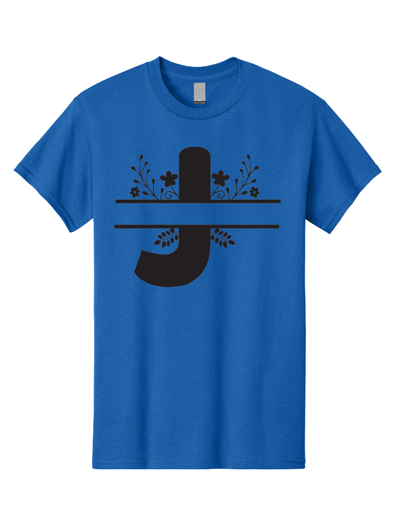 E-Symbol Men'S Graphic Tee, 100% Cotton, Comfortable Casual Summer Wear, Machine Washable, Floral Alphabet, Decorative Letter, Black And Green, Bold Font, Flowers And Leaves, Elegant Design, Stylized Lettering, Unique Typography Aac666 17