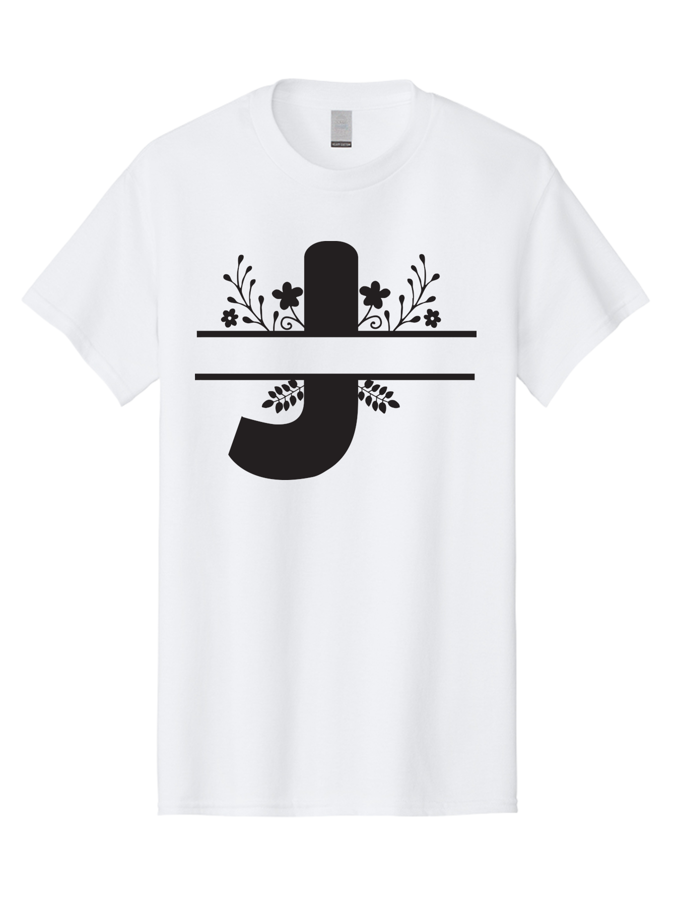 E-Symbol Men'S Graphic Tee, 100% Cotton, Comfortable Casual Summer Wear, Machine Washable, Floral Alphabet, Decorative Letter, Black And Green, Bold Font, Flowers And Leaves, Elegant Design, Stylized Lettering, Unique Typography Aac666 5