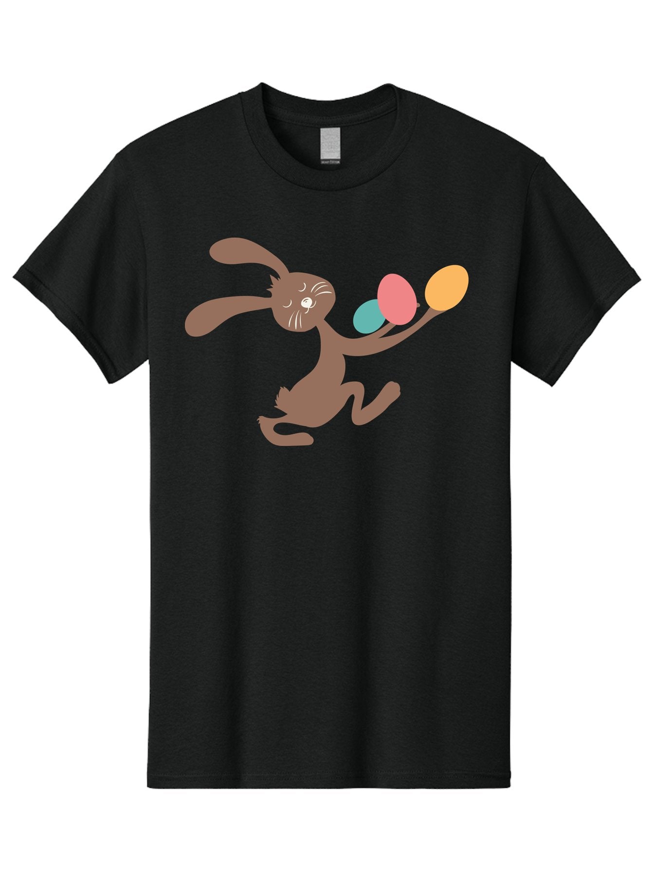 Easter-Bunny Men'S Graphic Tee, 100% Cotton, Comfortable Casual Summer Wear, Machine Washable, Cartoon Bunny, Easter Eggs, Pastel Colors, Playful Rabbit, Spring Celebration, Easter Holiday, Colorful Eggs, Festive Scene Aac668 9