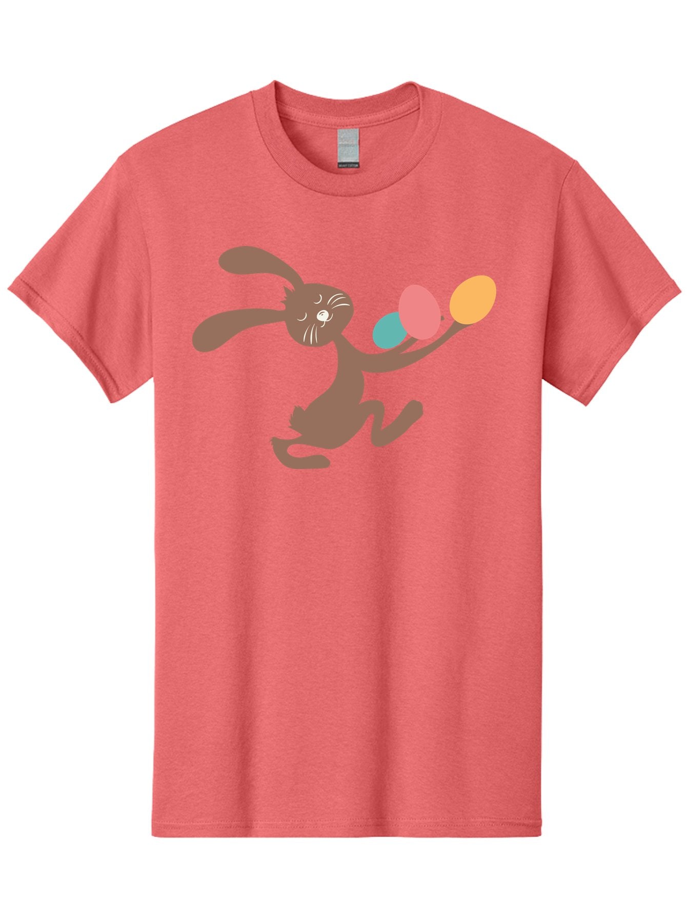 Easter-Bunny Men'S Graphic Tee, 100% Cotton, Comfortable Casual Summer Wear, Machine Washable, Cartoon Bunny, Easter Eggs, Pastel Colors, Playful Rabbit, Spring Celebration, Easter Holiday, Colorful Eggs, Festive Scene Aac668 15
