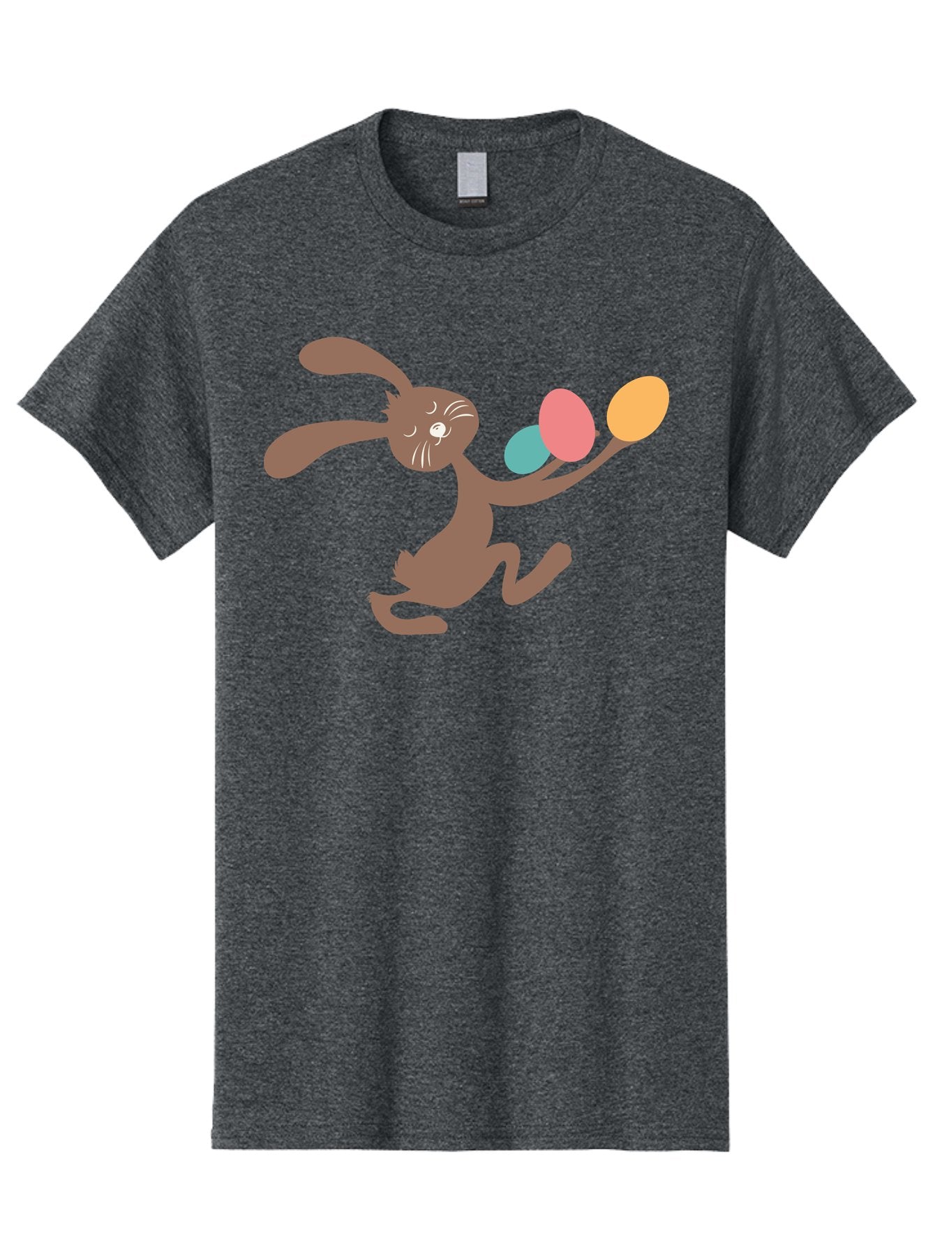 Easter-Bunny Men'S Graphic Tee, 100% Cotton, Comfortable Casual Summer Wear, Machine Washable, Cartoon Bunny, Easter Eggs, Pastel Colors, Playful Rabbit, Spring Celebration, Easter Holiday, Colorful Eggs, Festive Scene Aac668 6