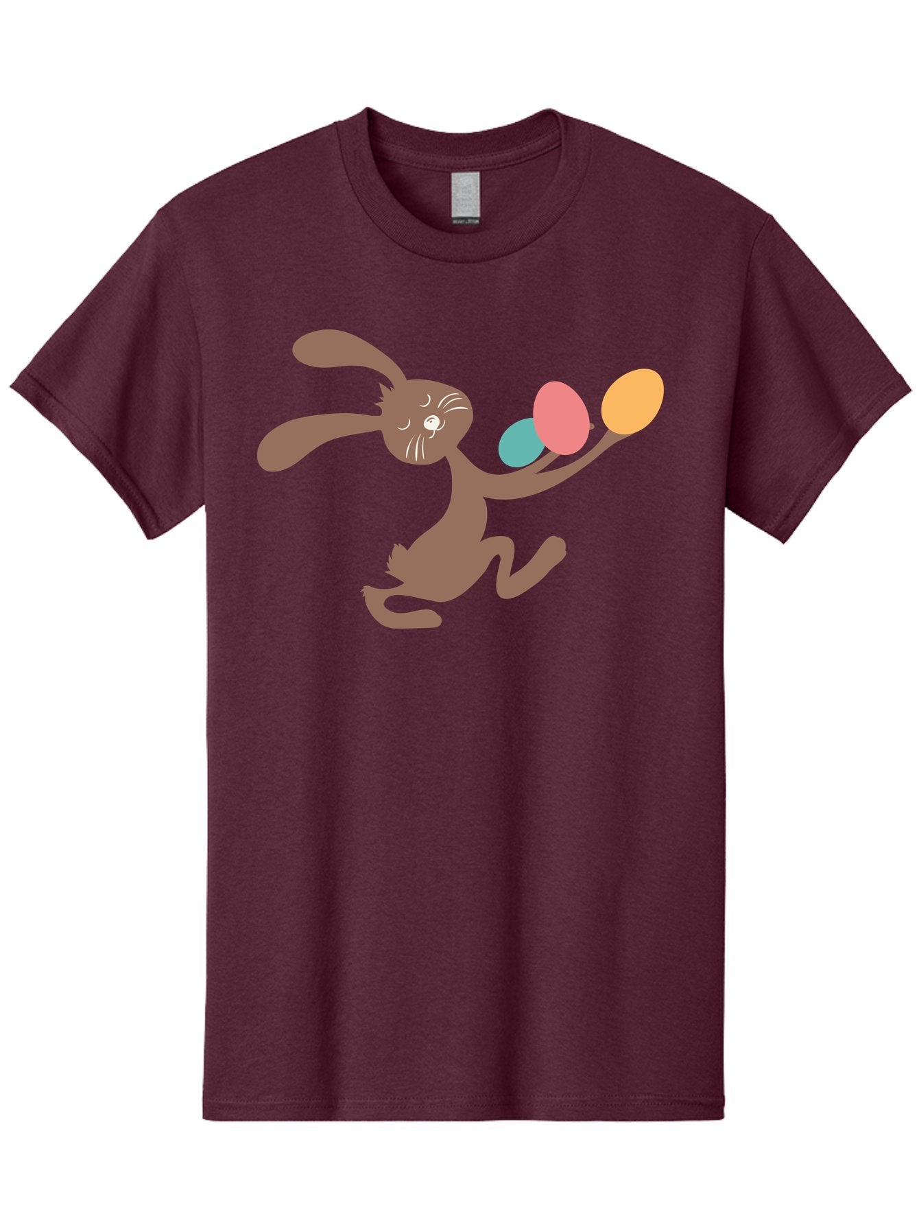 Easter-Bunny Men'S Graphic Tee, 100% Cotton, Comfortable Casual Summer Wear, Machine Washable, Cartoon Bunny, Easter Eggs, Pastel Colors, Playful Rabbit, Spring Celebration, Easter Holiday, Colorful Eggs, Festive Scene Aac668