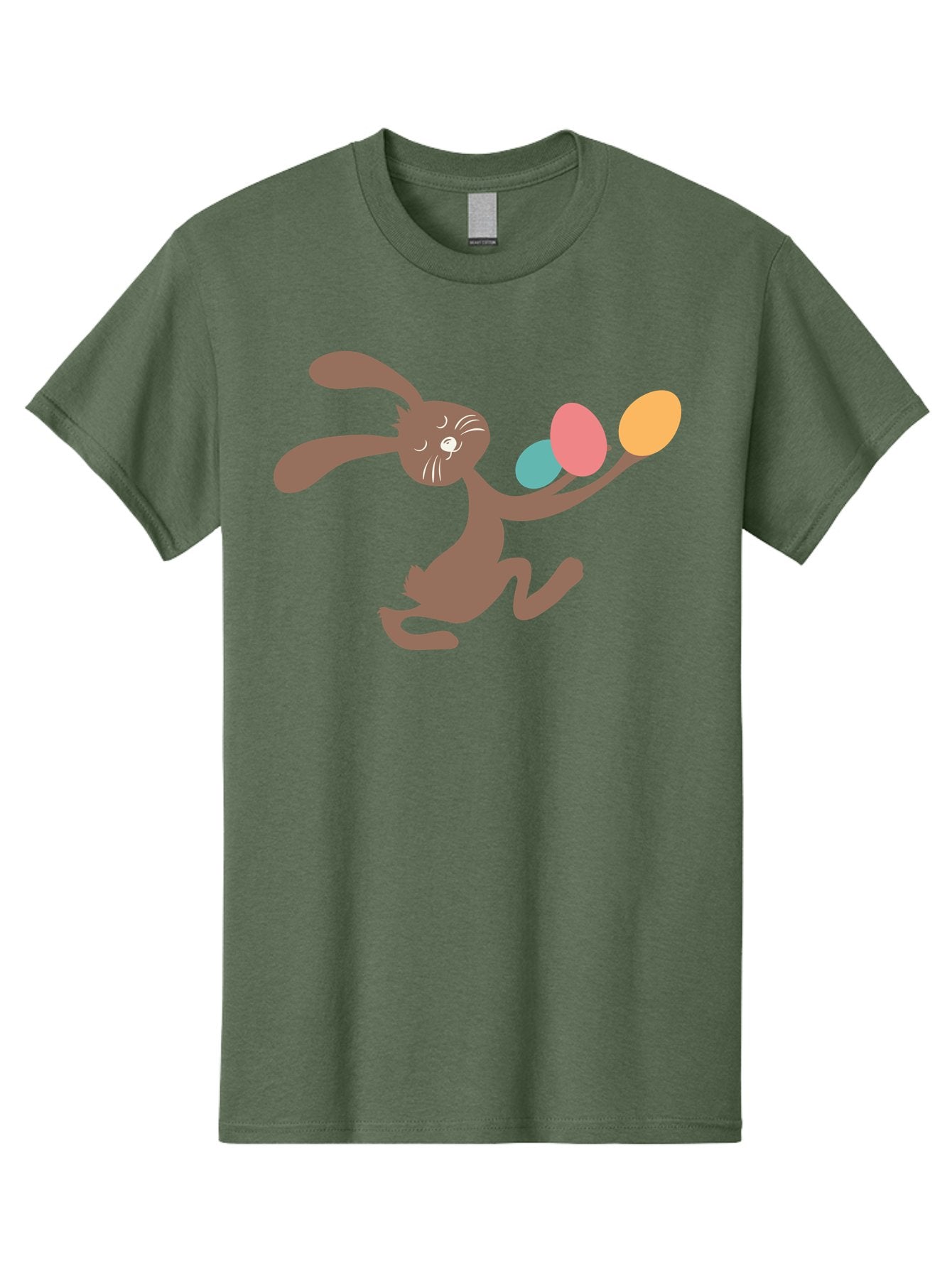Easter-Bunny Men'S Graphic Tee, 100% Cotton, Comfortable Casual Summer Wear, Machine Washable, Cartoon Bunny, Easter Eggs, Pastel Colors, Playful Rabbit, Spring Celebration, Easter Holiday, Colorful Eggs, Festive Scene Aac668 13