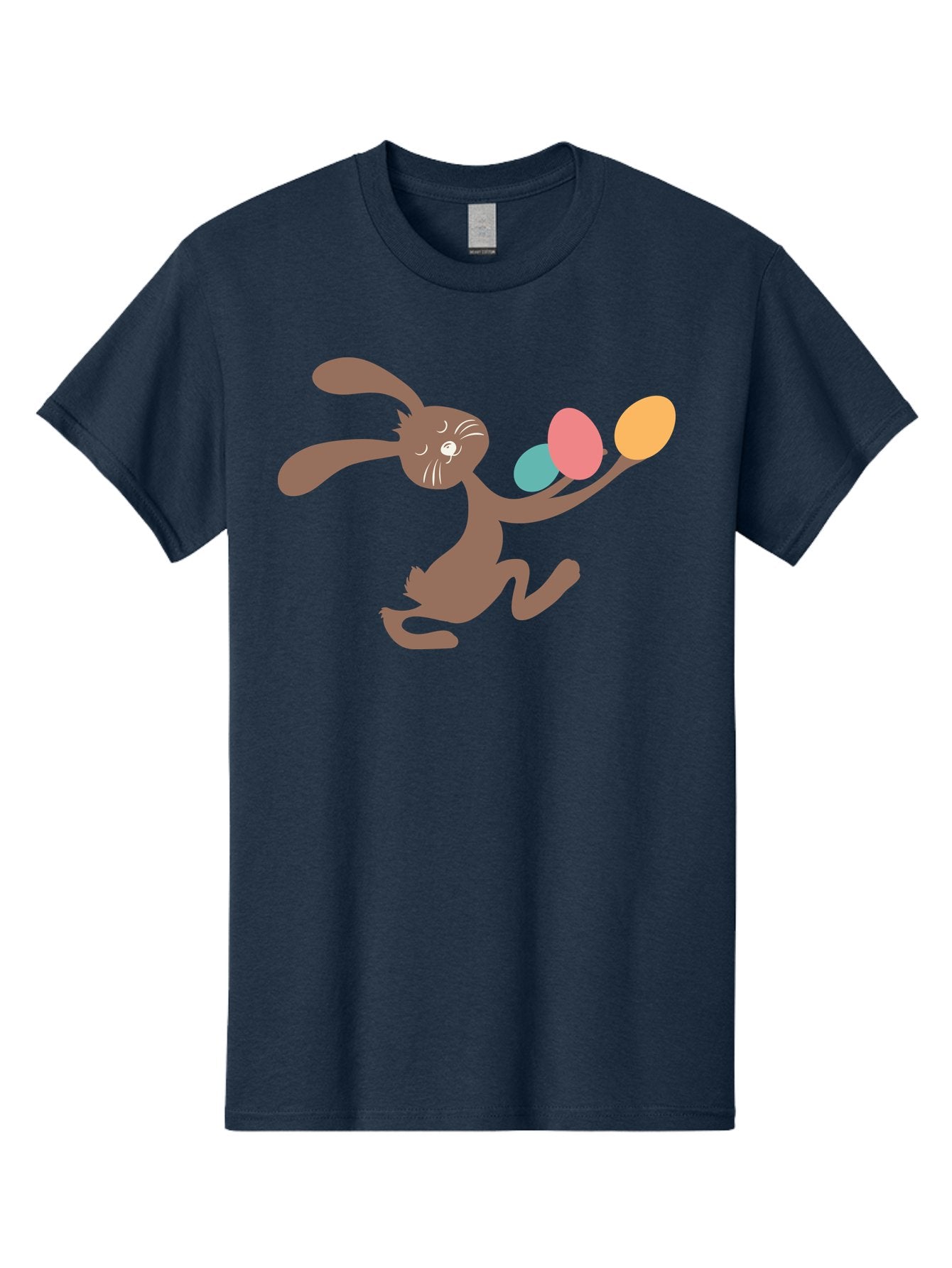Easter-Bunny Men'S Graphic Tee, 100% Cotton, Comfortable Casual Summer Wear, Machine Washable, Cartoon Bunny, Easter Eggs, Pastel Colors, Playful Rabbit, Spring Celebration, Easter Holiday, Colorful Eggs, Festive Scene Aac668 8
