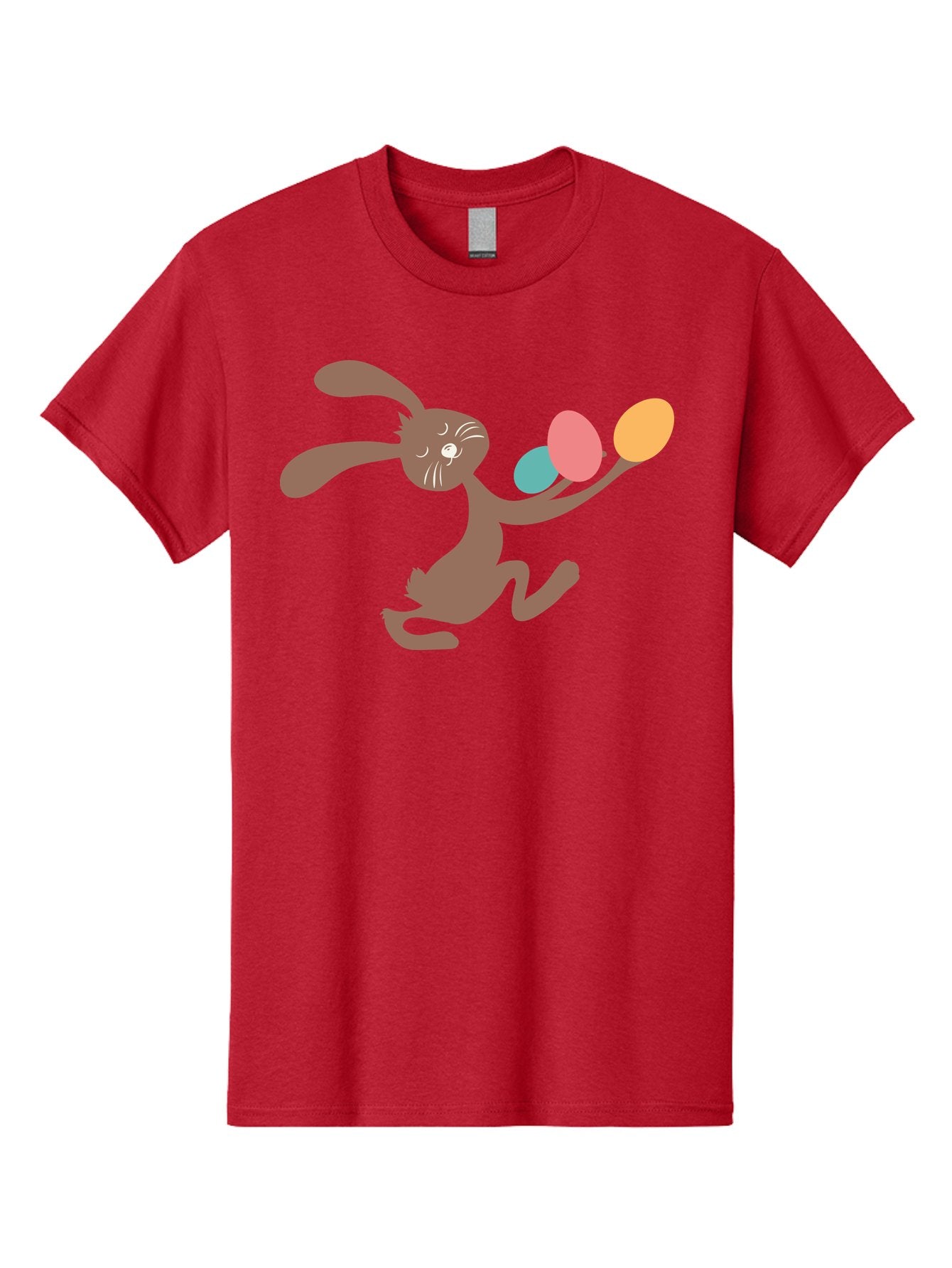 Easter-Bunny Men'S Graphic Tee, 100% Cotton, Comfortable Casual Summer Wear, Machine Washable, Cartoon Bunny, Easter Eggs, Pastel Colors, Playful Rabbit, Spring Celebration, Easter Holiday, Colorful Eggs, Festive Scene Aac668 7